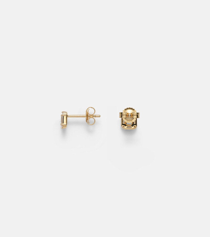 Shield Of Strength 14kt gold earrings with diamonds and aquamarine 4