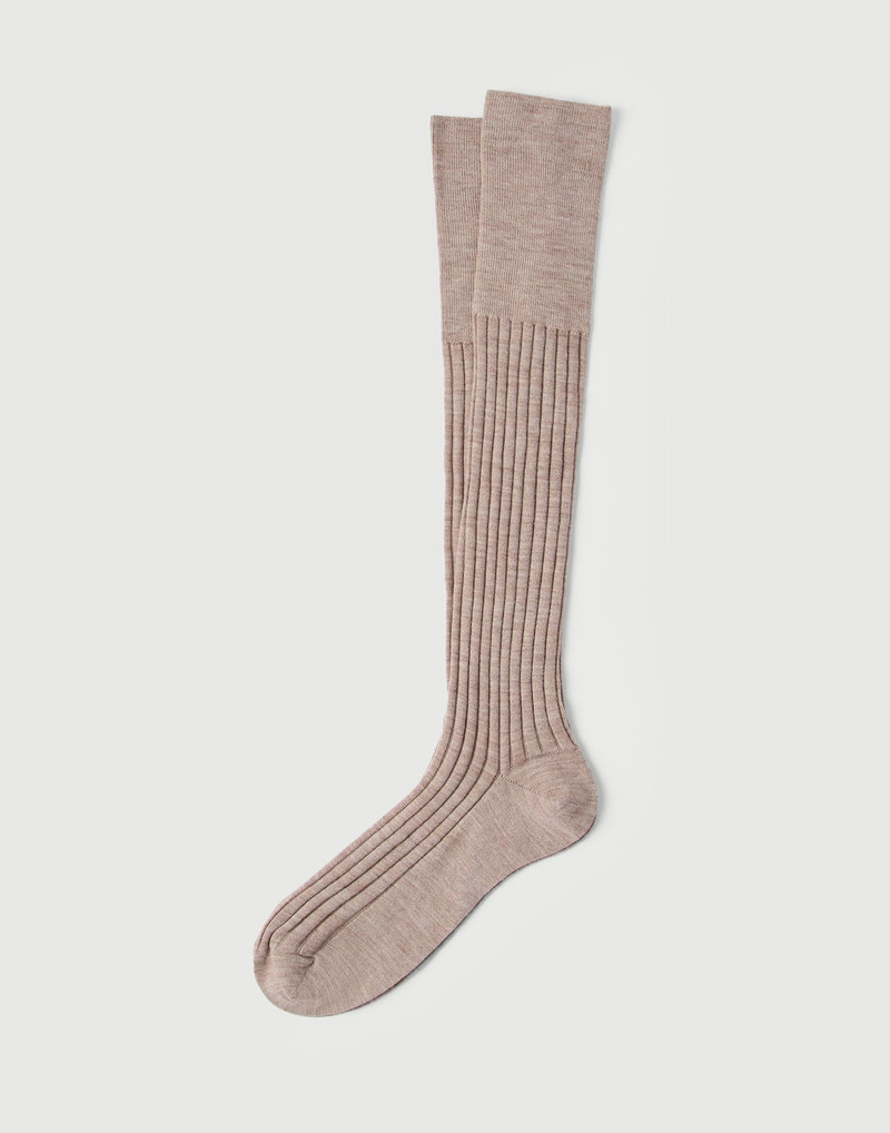 Virgin wool and cashmere rib knit socks 1