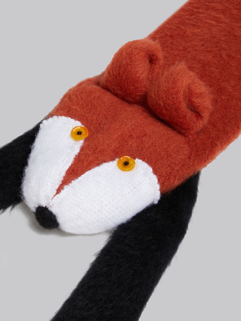 BROWN BRUSHED MOHAIR FOX SCARF - 4