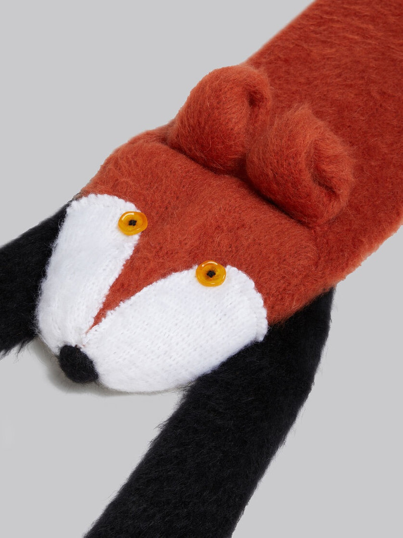 BROWN BRUSHED MOHAIR FOX SCARF 4