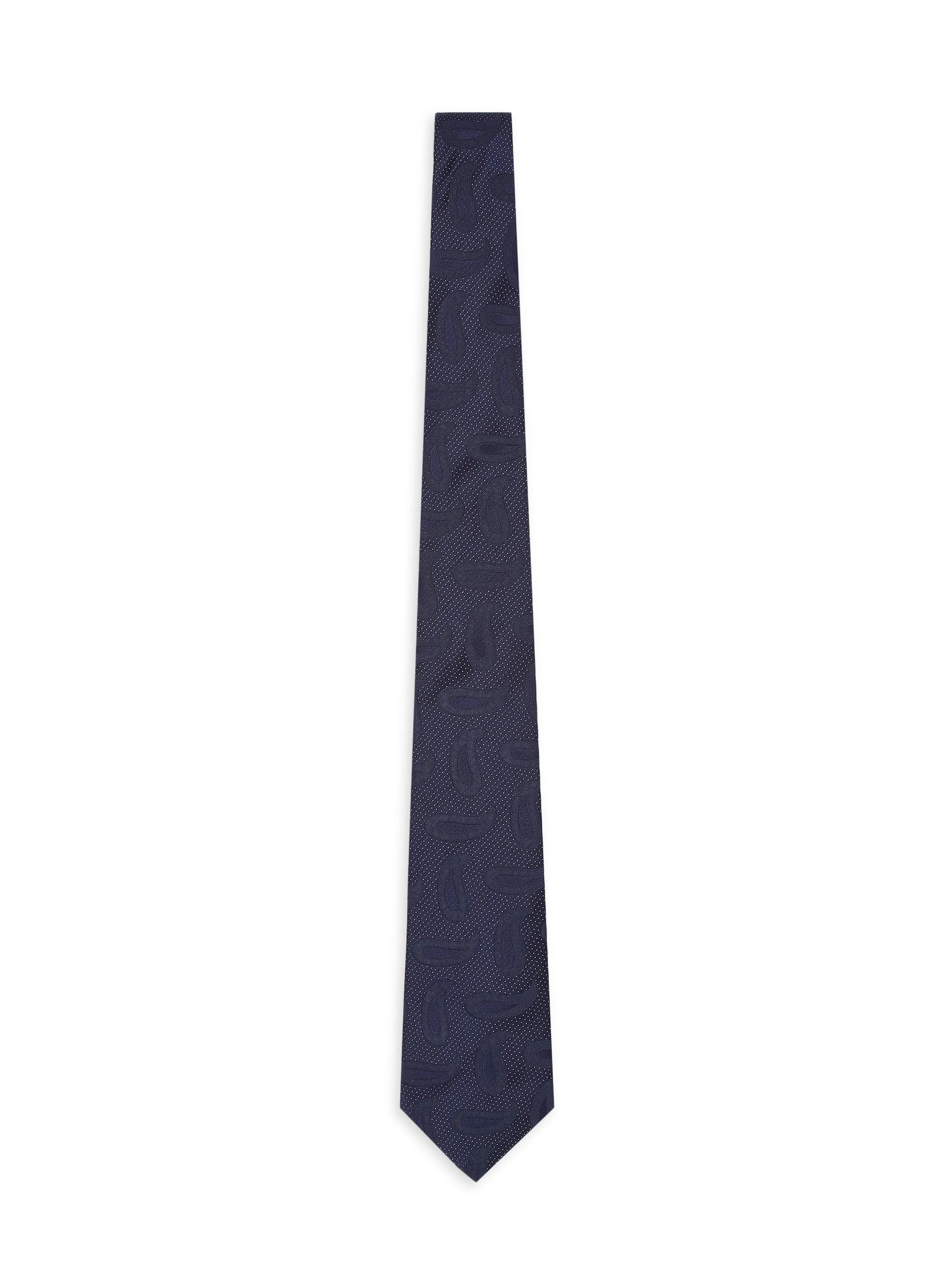 Men's Jacquard Silk Tie - Blu Notte - 1
