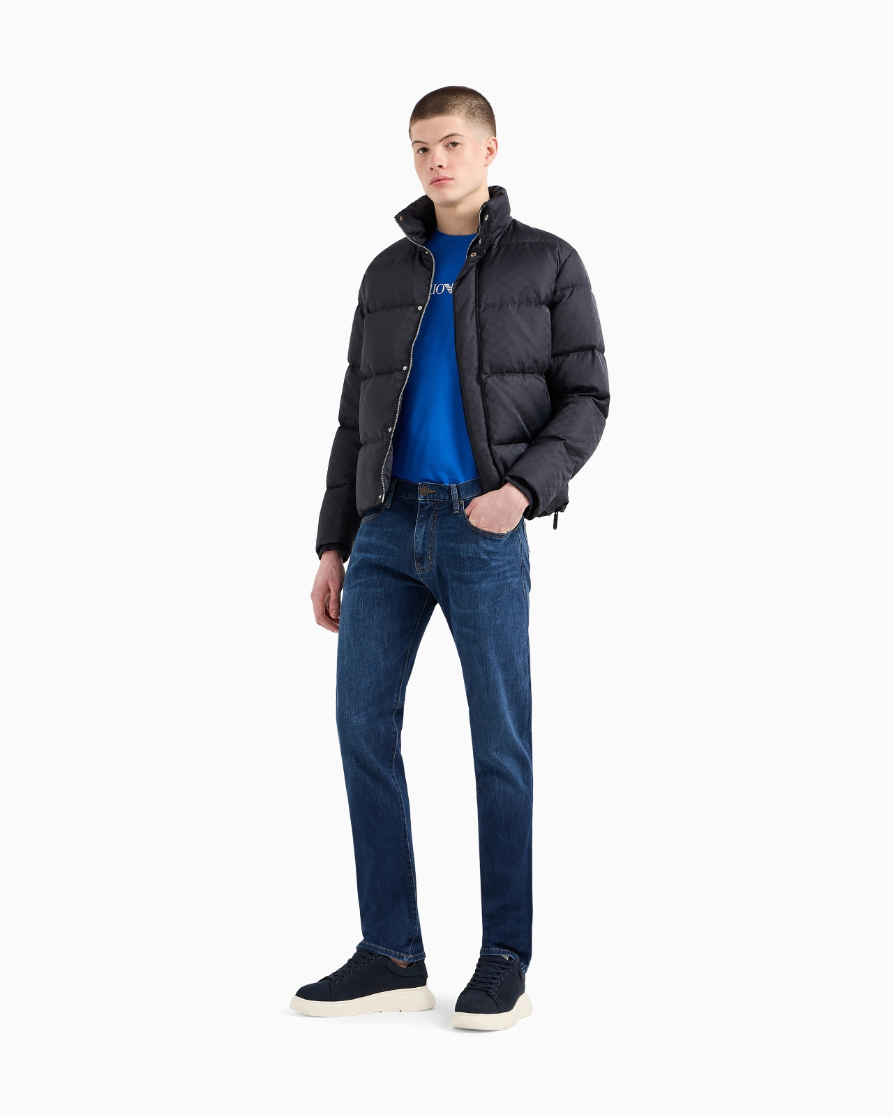 Quilted puffer jacket with all-over jacquard eagle - 2