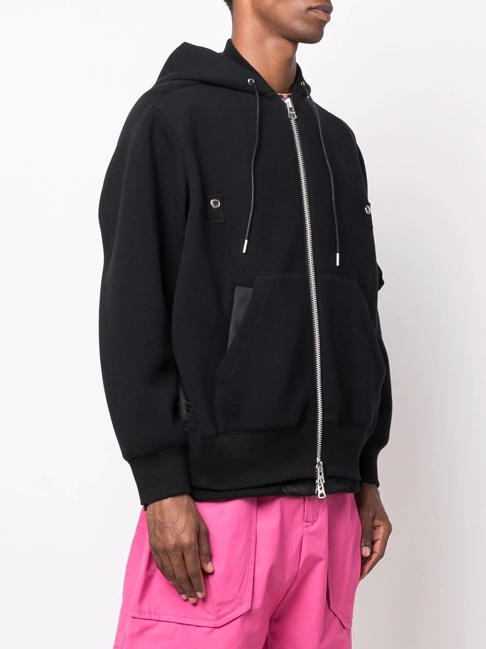 layered drawstring-hooded jacket - 3