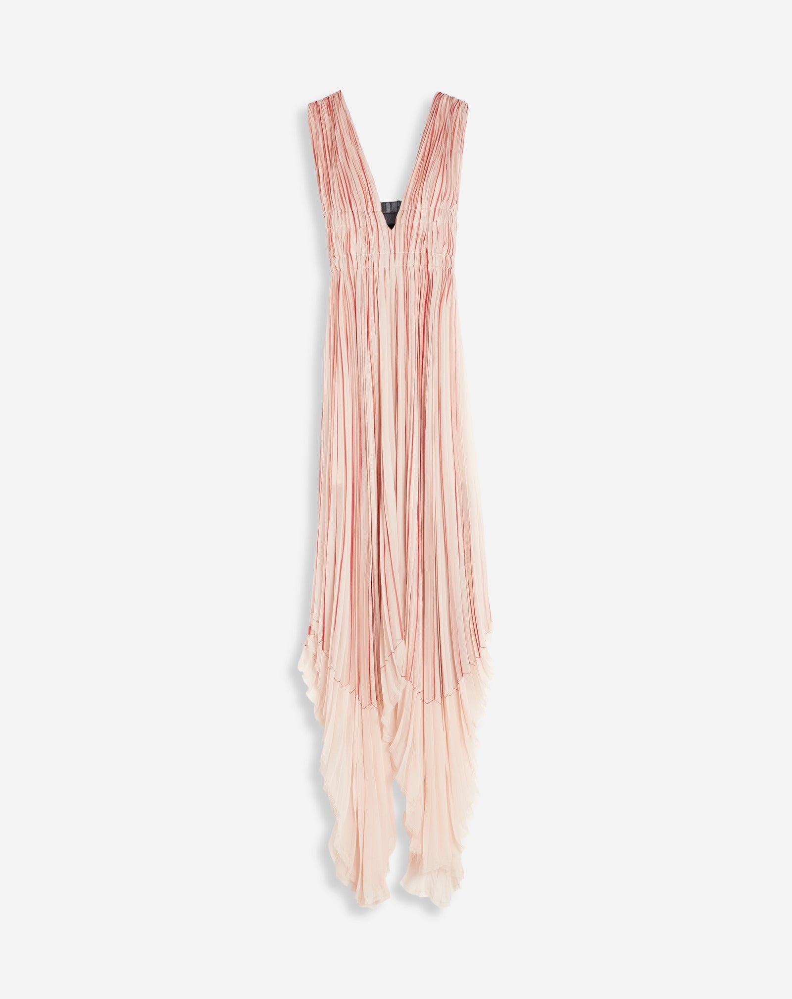 LONG PLEATED DRESS WITH TROMPE L'OEIL PRINT - 1