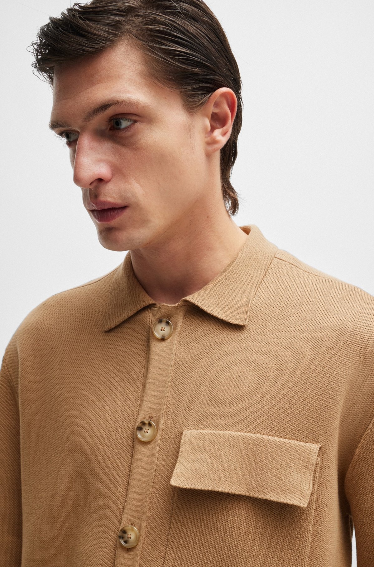RELAXED-FIT KNITTED OVERSHIRT IN COTTON - 3