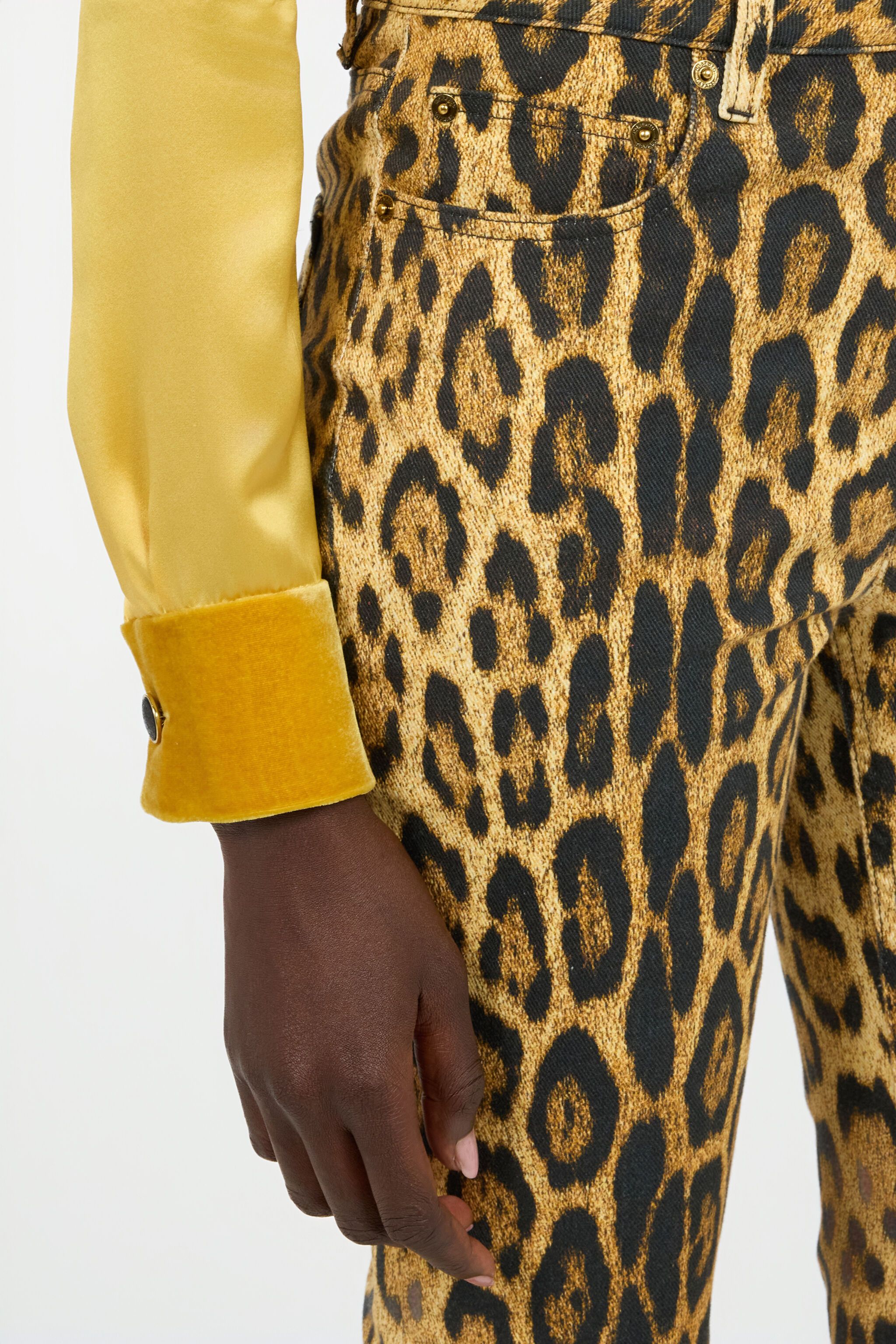 Denim Jeans With Jaguar Skin Print - 6