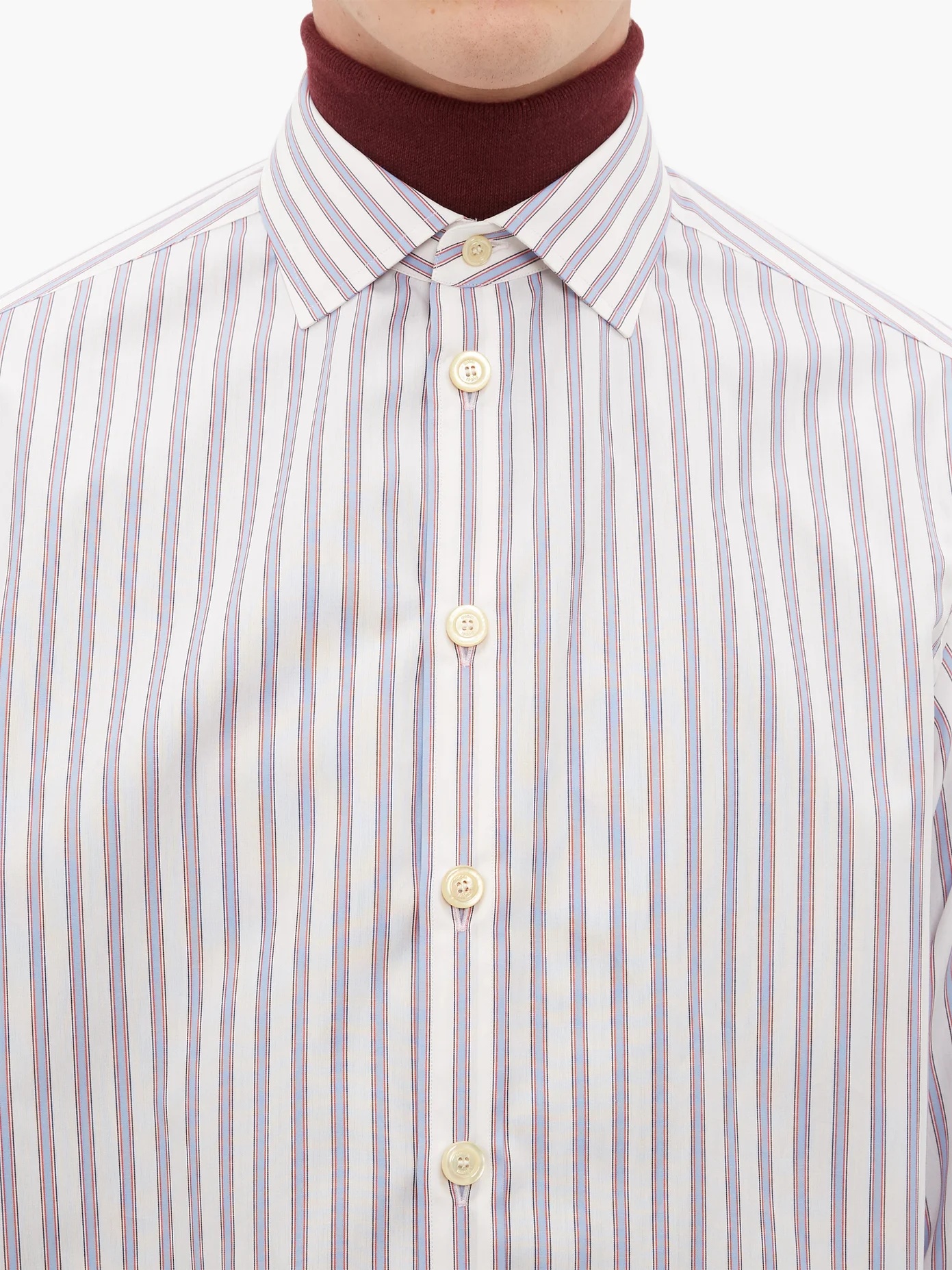 Longline striped cotton-poplin shirt - 4