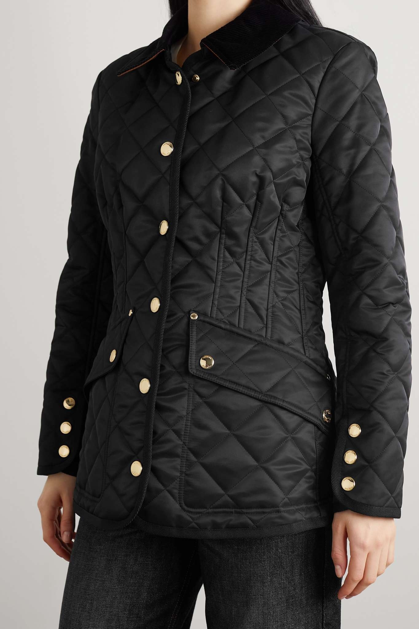 Corduroy-trimmed quilted padded shell jacket - 3