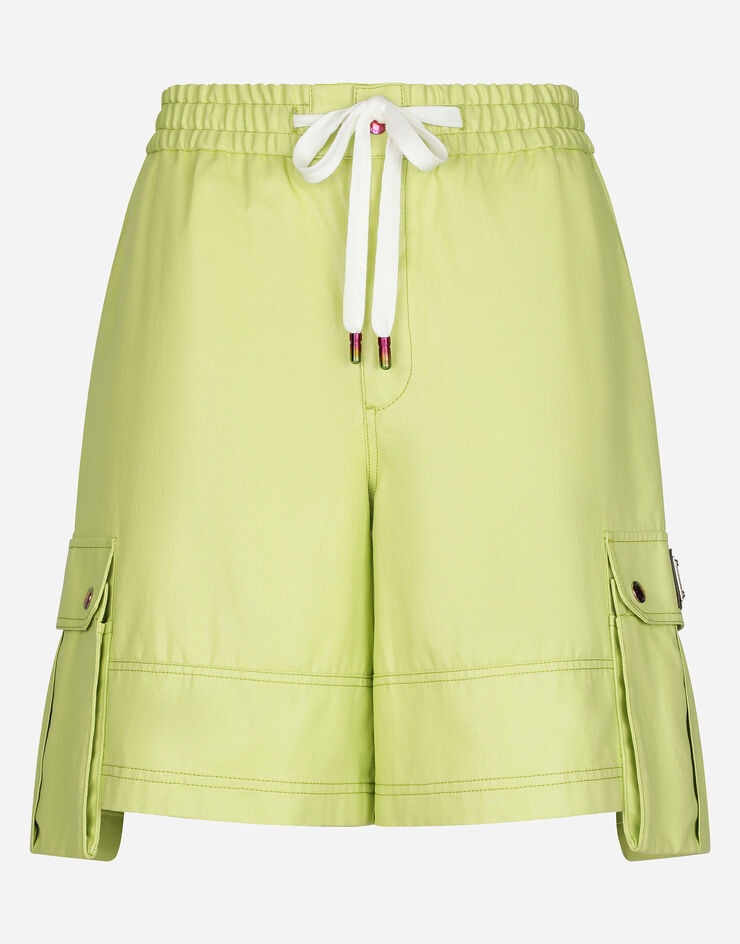 Coated cotton cargo shorts with tag - 1