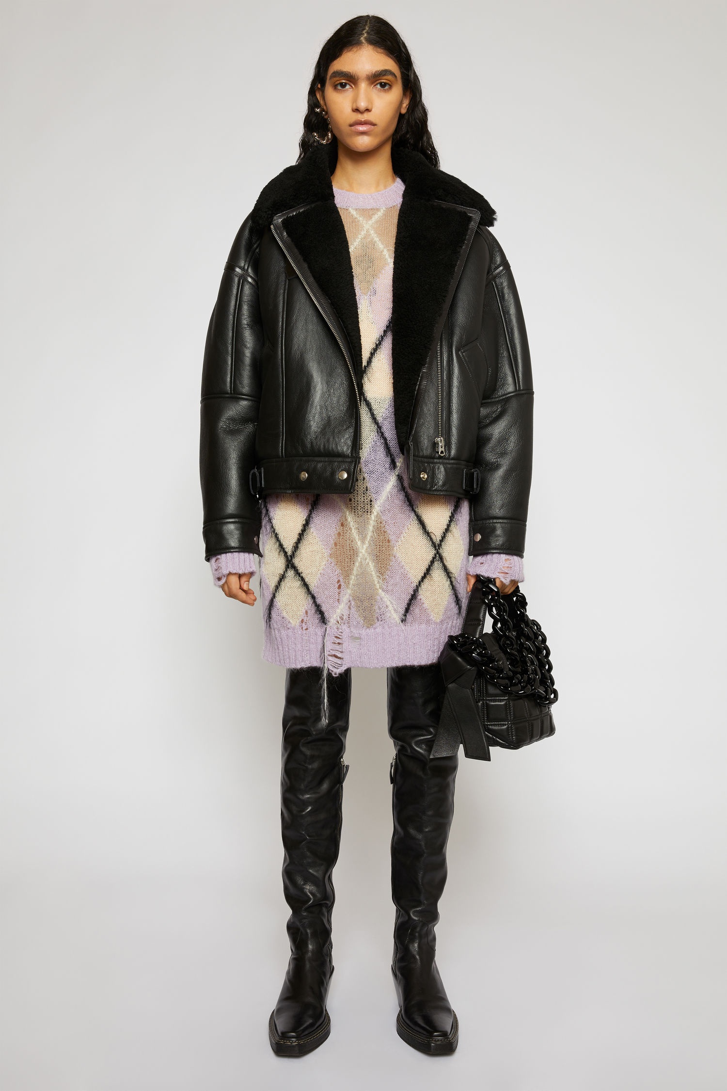 Shearling jacket black / black - 2