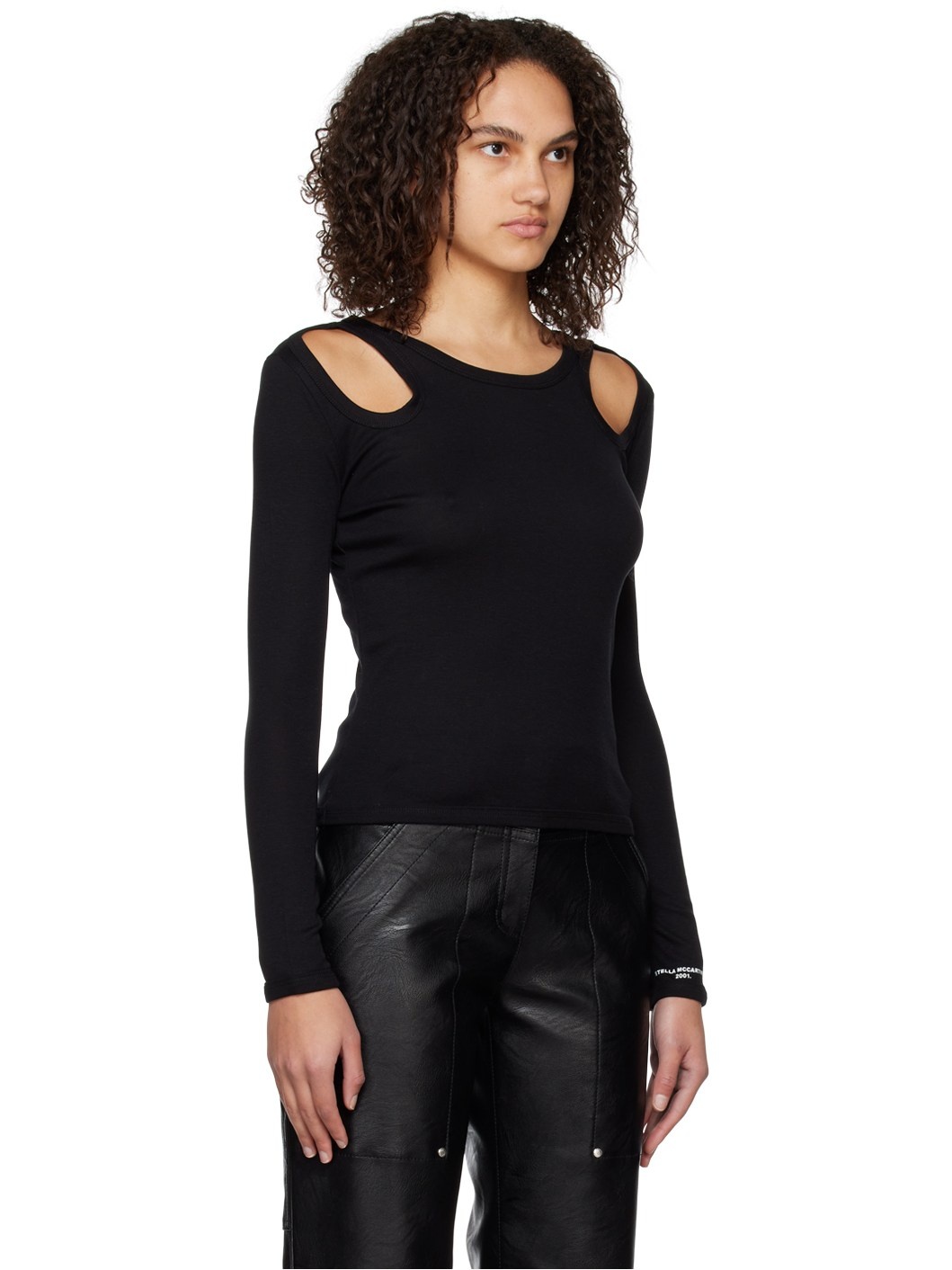 Black Cut Out Long Sleeve T-Shirt - 2