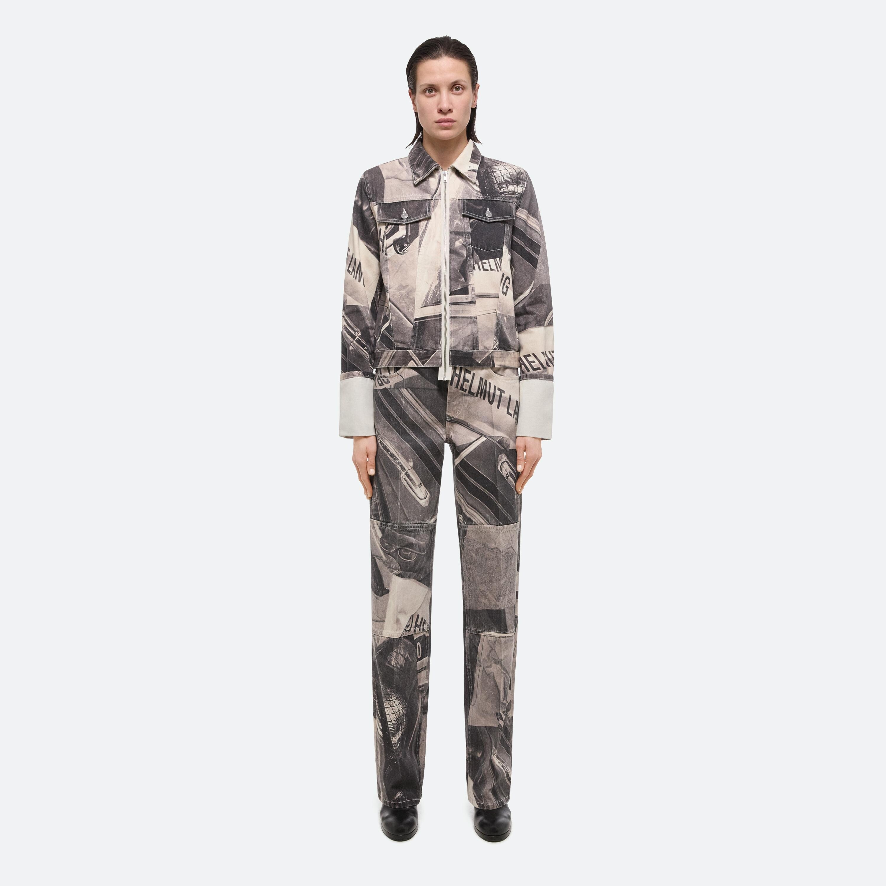 CUFFED PRINTED DENIM TRUCKER JACKET - 3