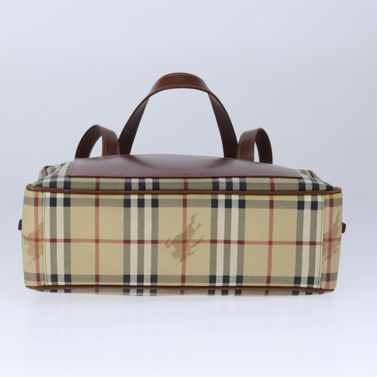 Burberry Nova Check Hand Bag Pvc Leather Beige - 2