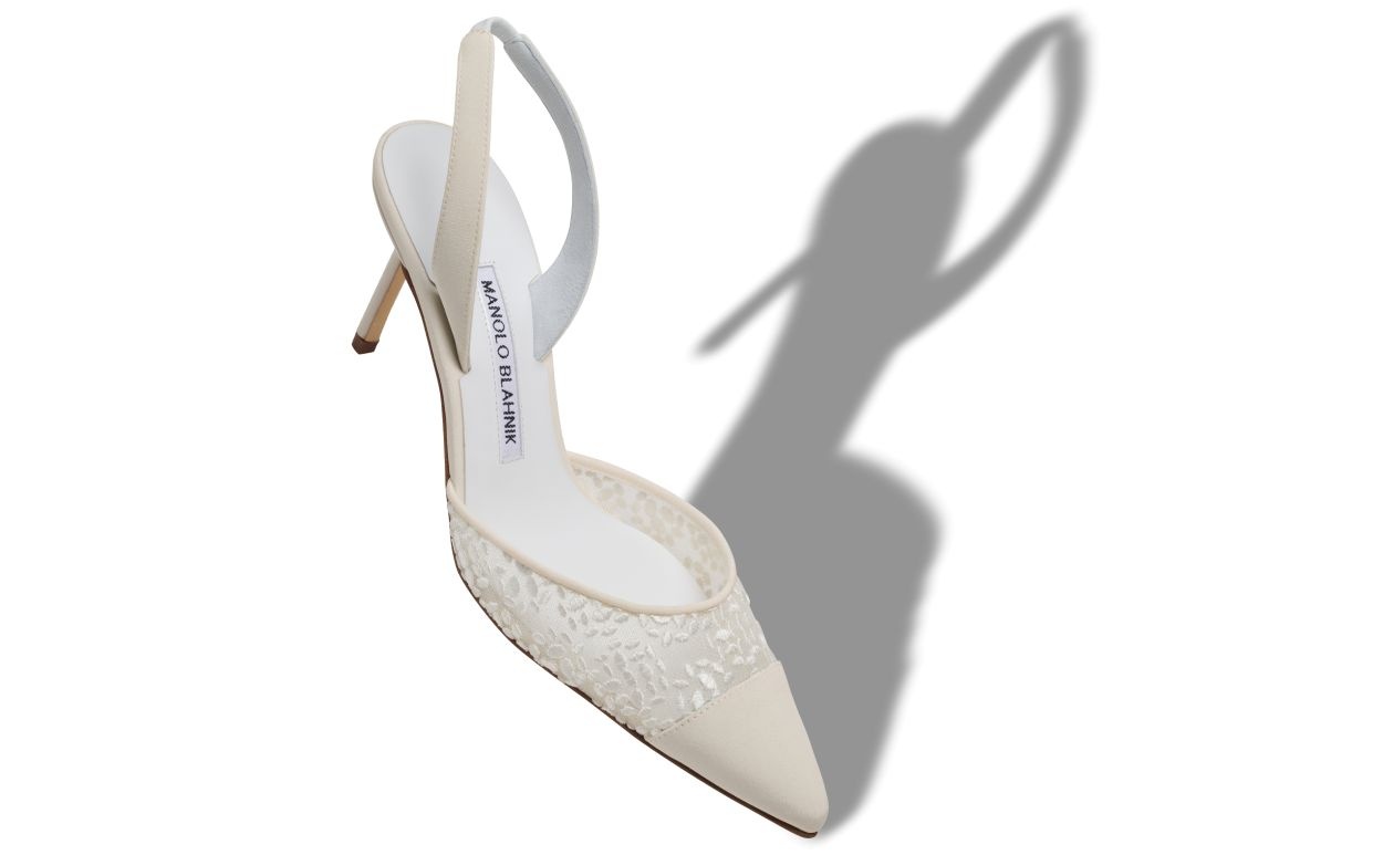 White Lace Slingback Pumps - 2