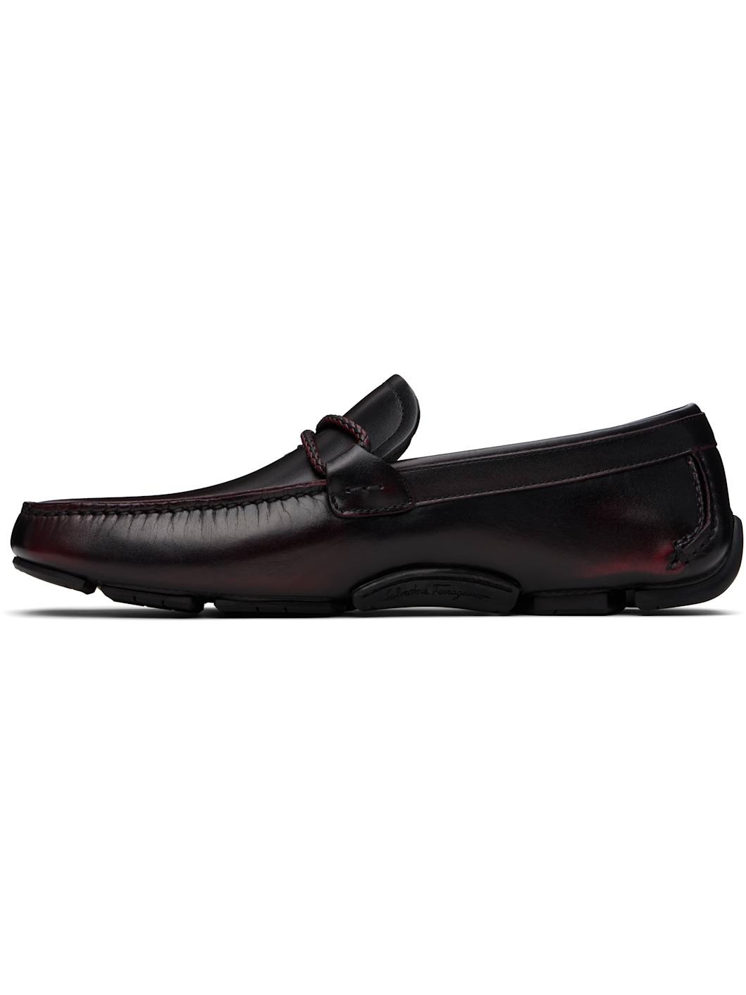 Burgundy Gancini Ornament Driver Loafers - 3
