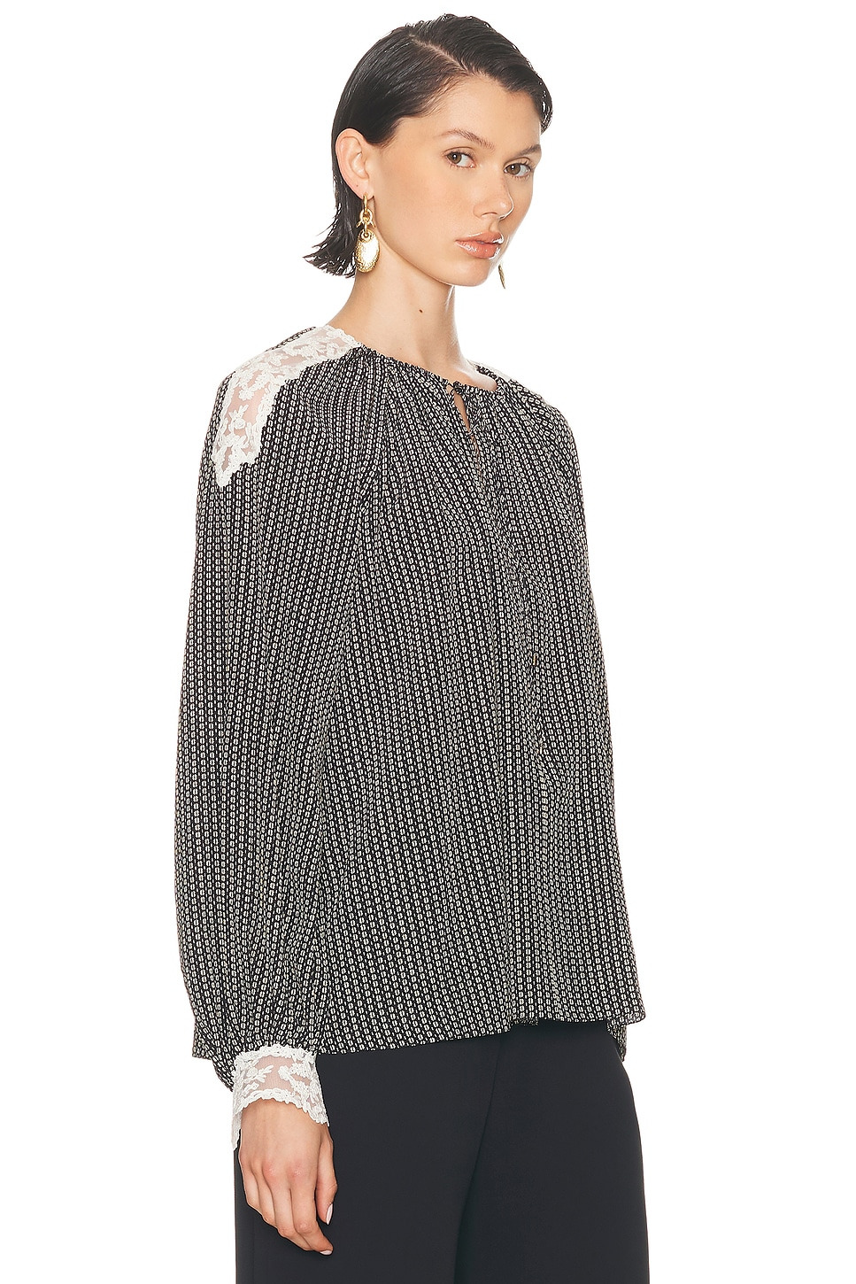 Geometric Crepe De Chine Blouse - 2