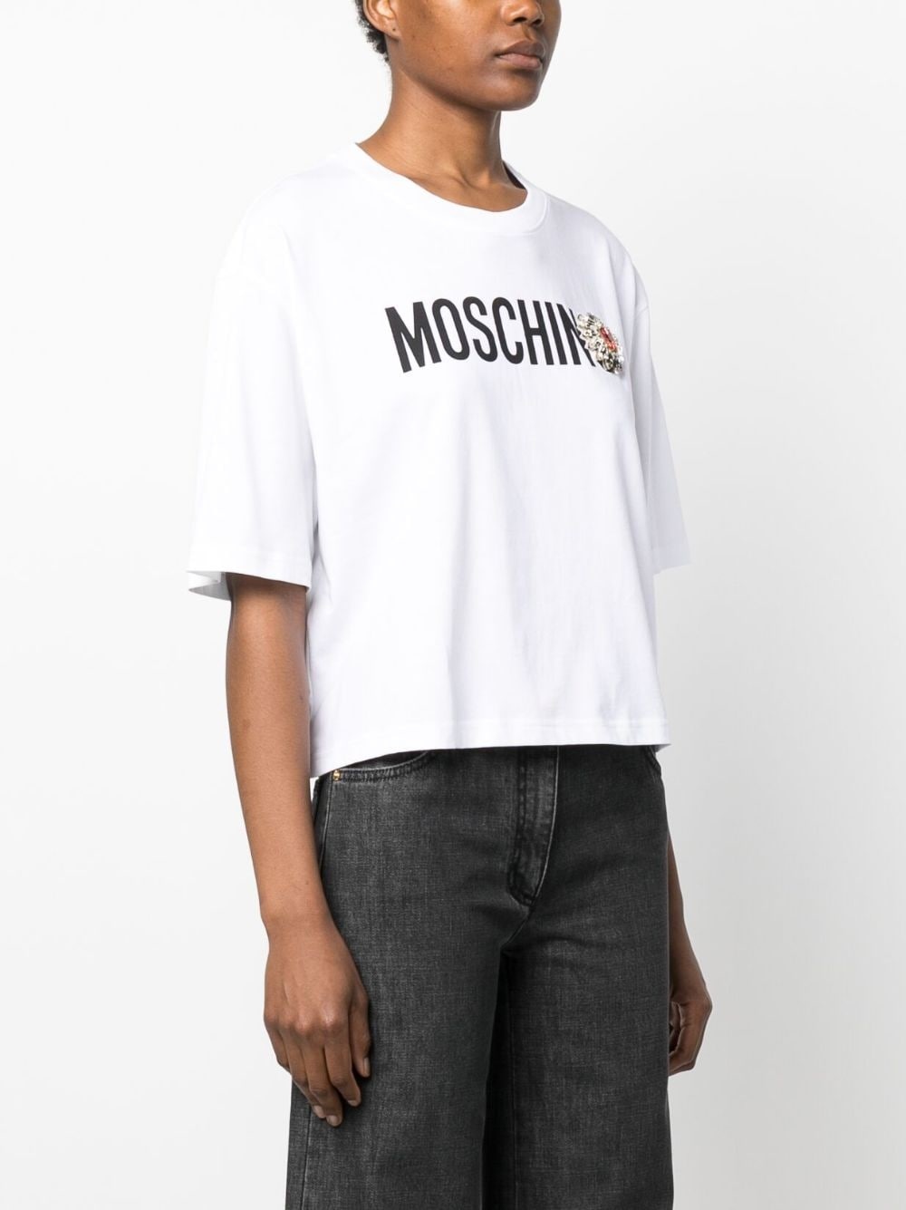 logo-print appliqué-detail T-shirt - 3