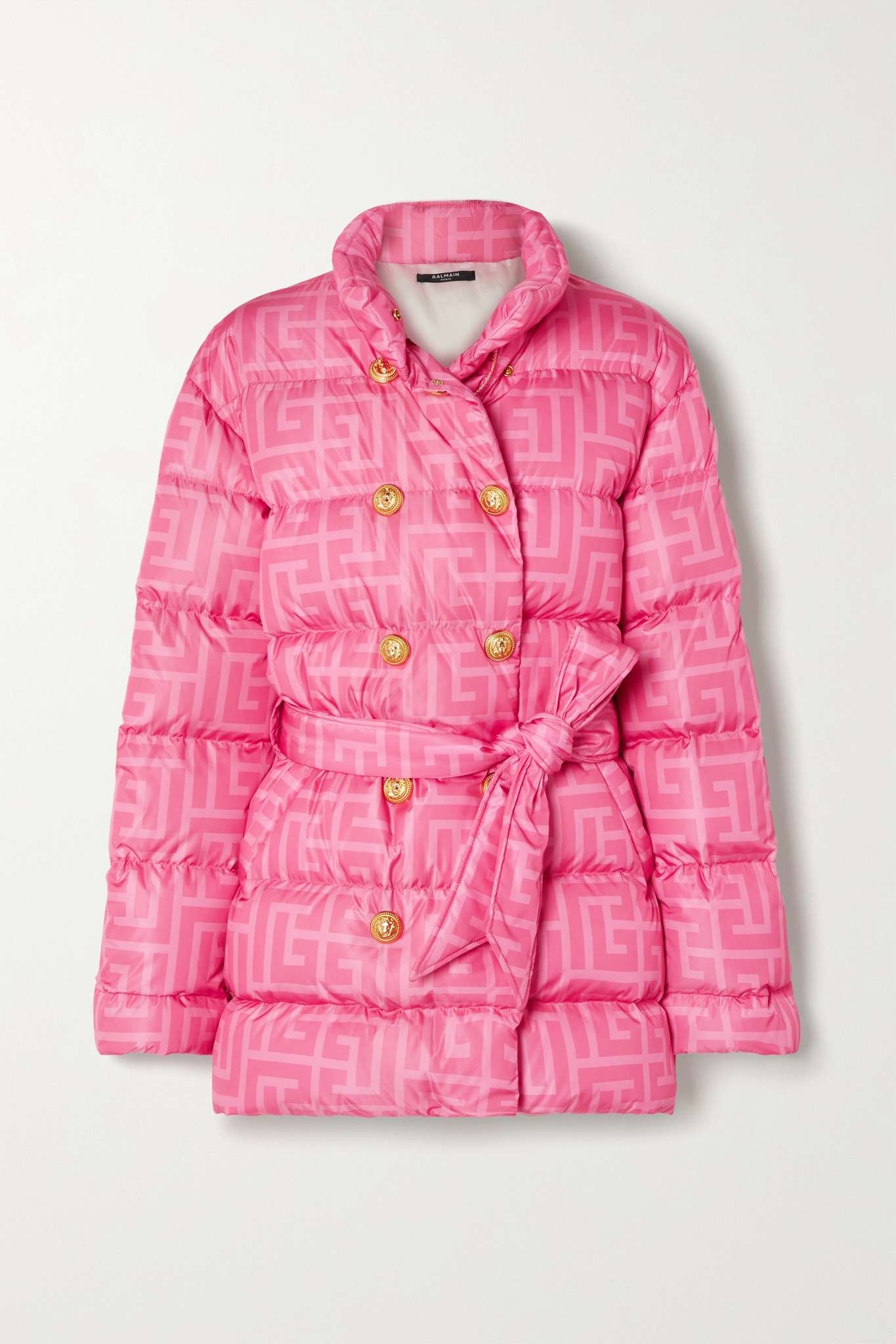 + Barbie belted quilted printed shell down jacket - 1