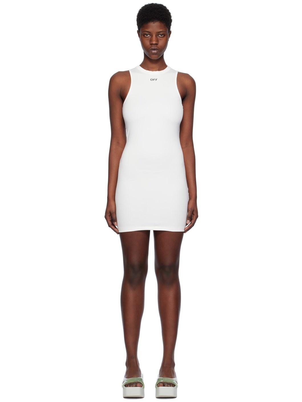 White Sleek Rowing Minidress - 1