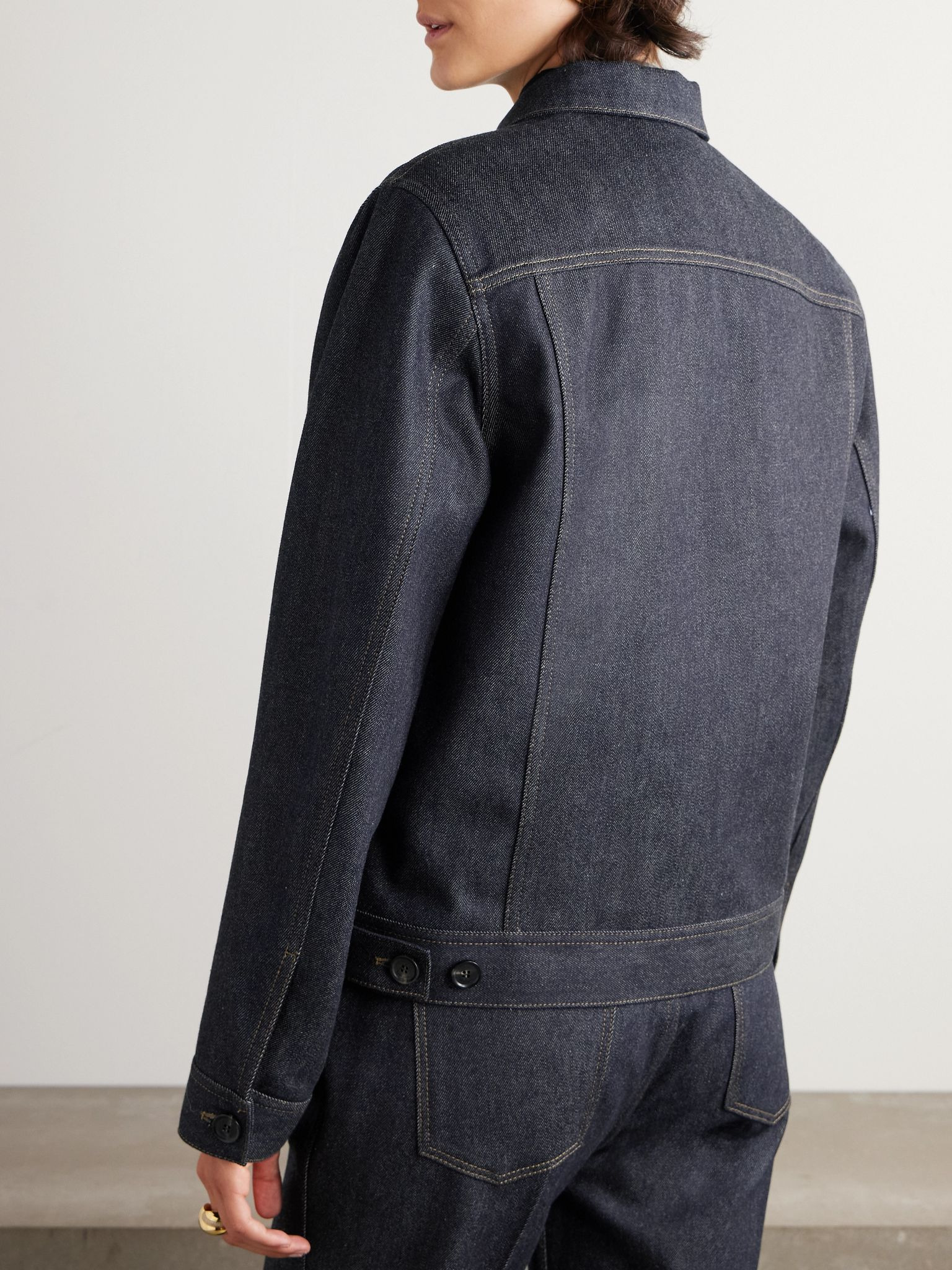 Kea shearling-trimmed cotton and cashmere-blend denim jacket Mid denim - 4