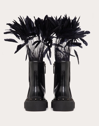 Valentino ROCKSTUD M-WAY COMBAT BOOT IN CALFSKIN WITH FEATHERS 50MM outlook