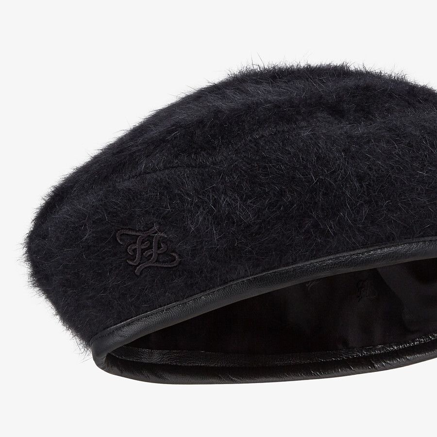 Black angora hat - 2