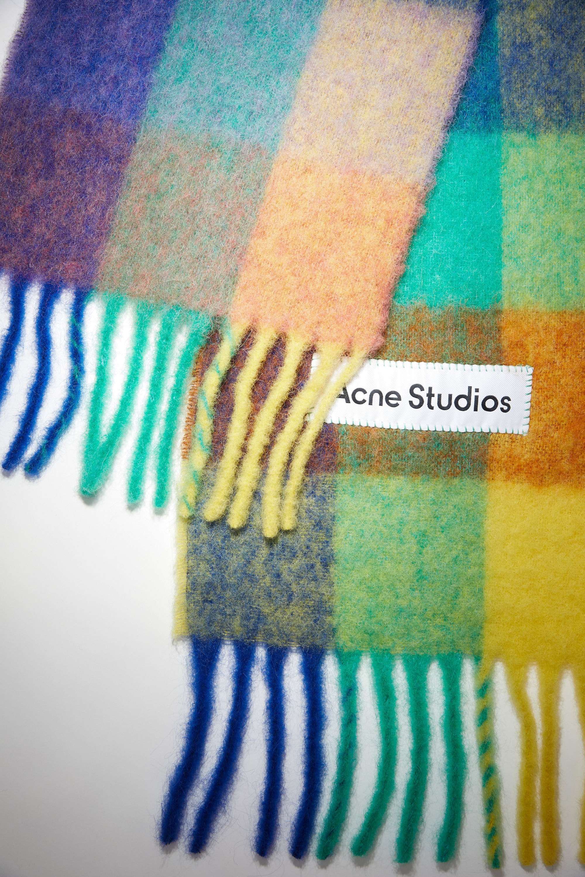 Large check scarf - Blue/orange/green - 4