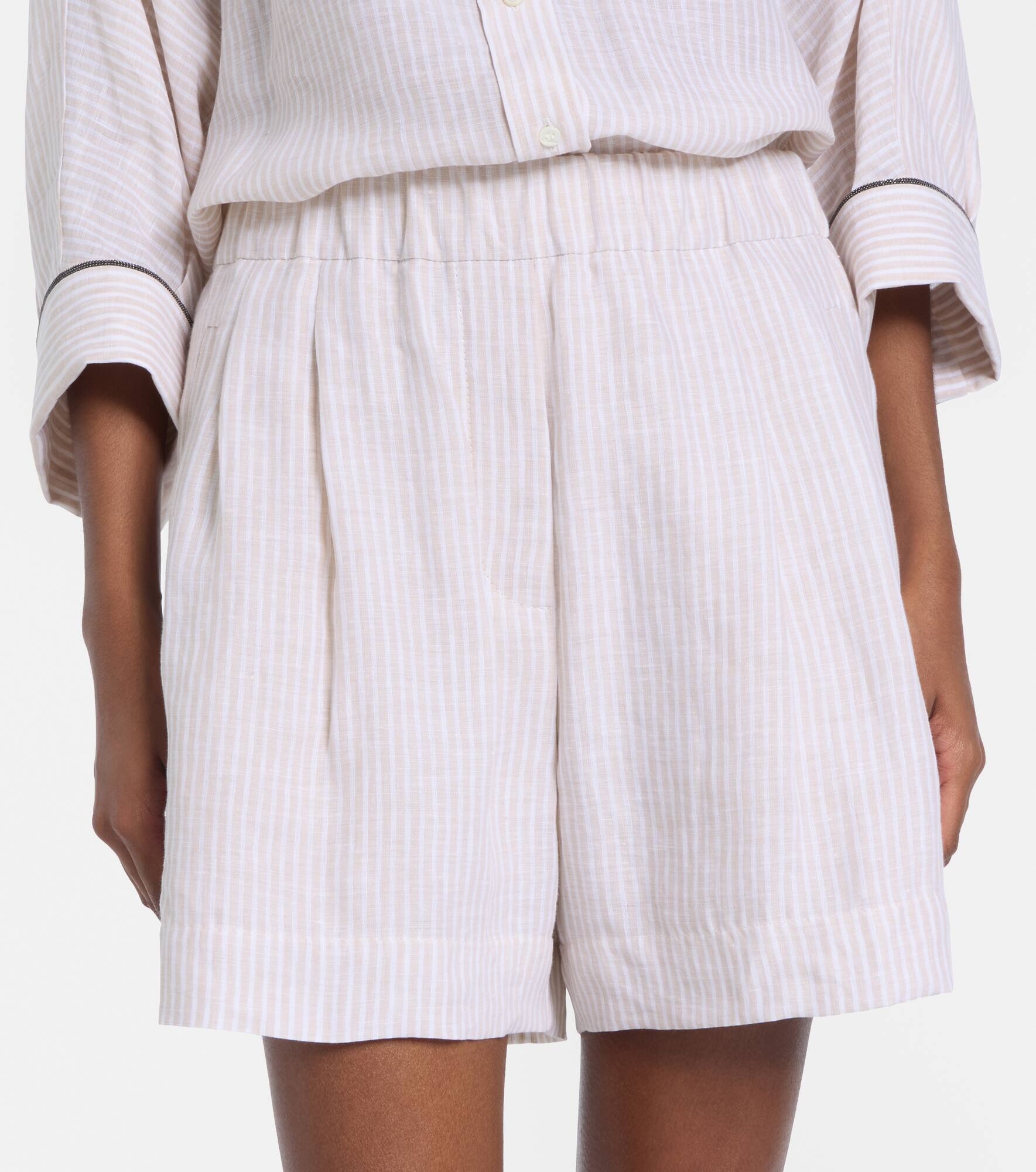 Striped linen Bermuda shorts - 4