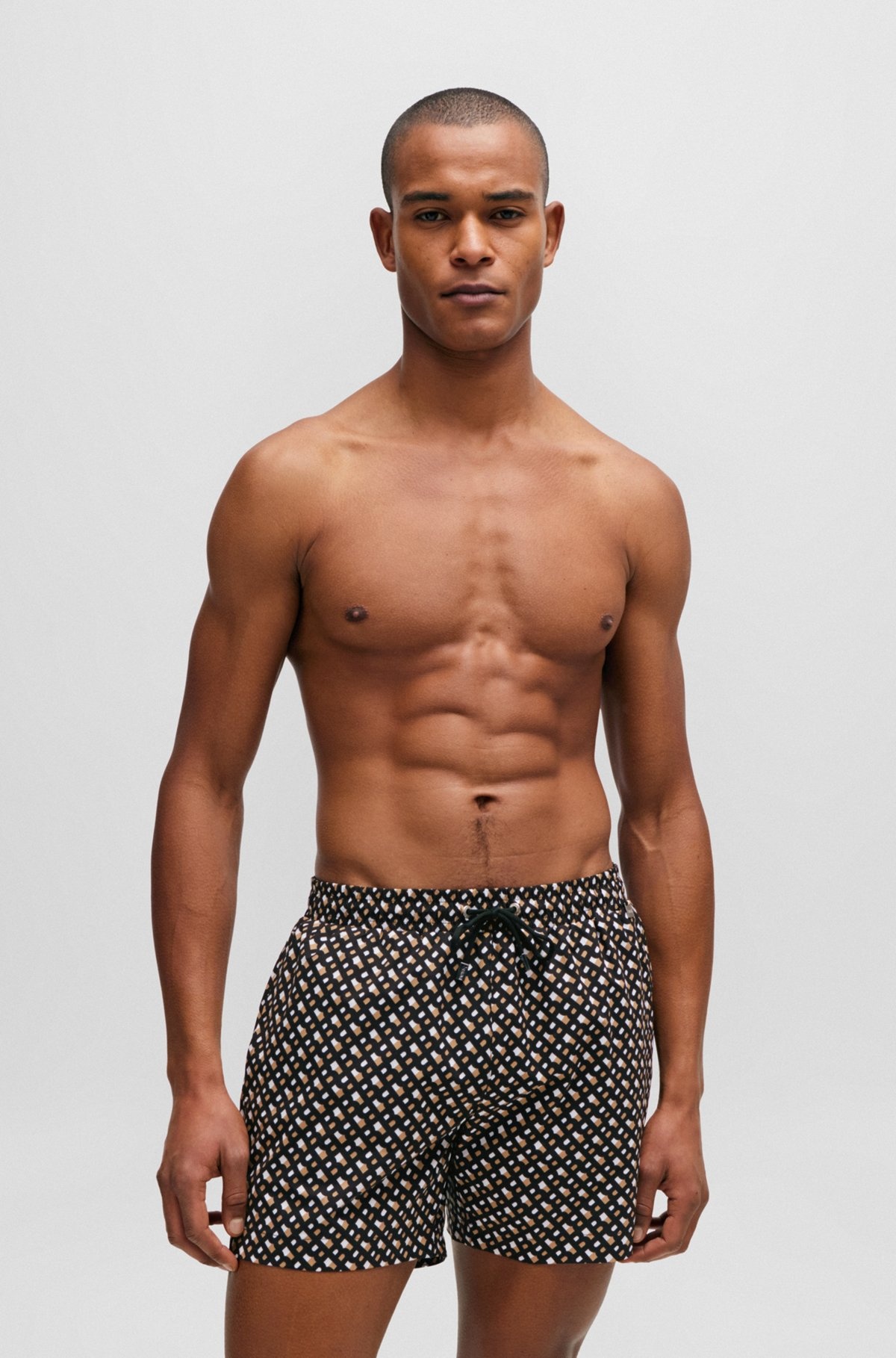 FULLY LINED QUICK-DRY SWIM SHORTS WITH MONOGRAM PRINT - 2