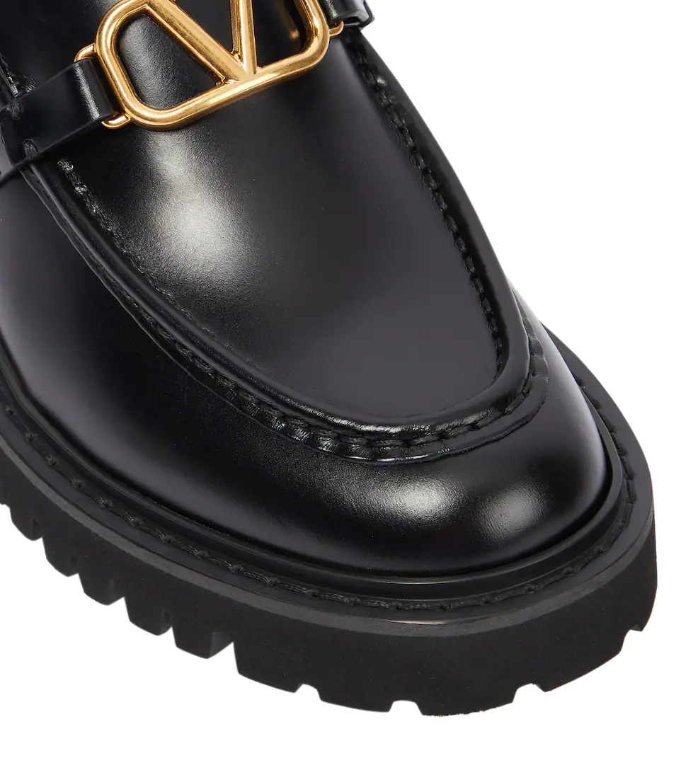 VLogo leather loafers - 6