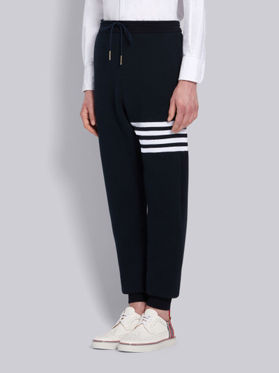 Thom Browne Navy Waffle 4-Bar Stripe Sweatpants outlook