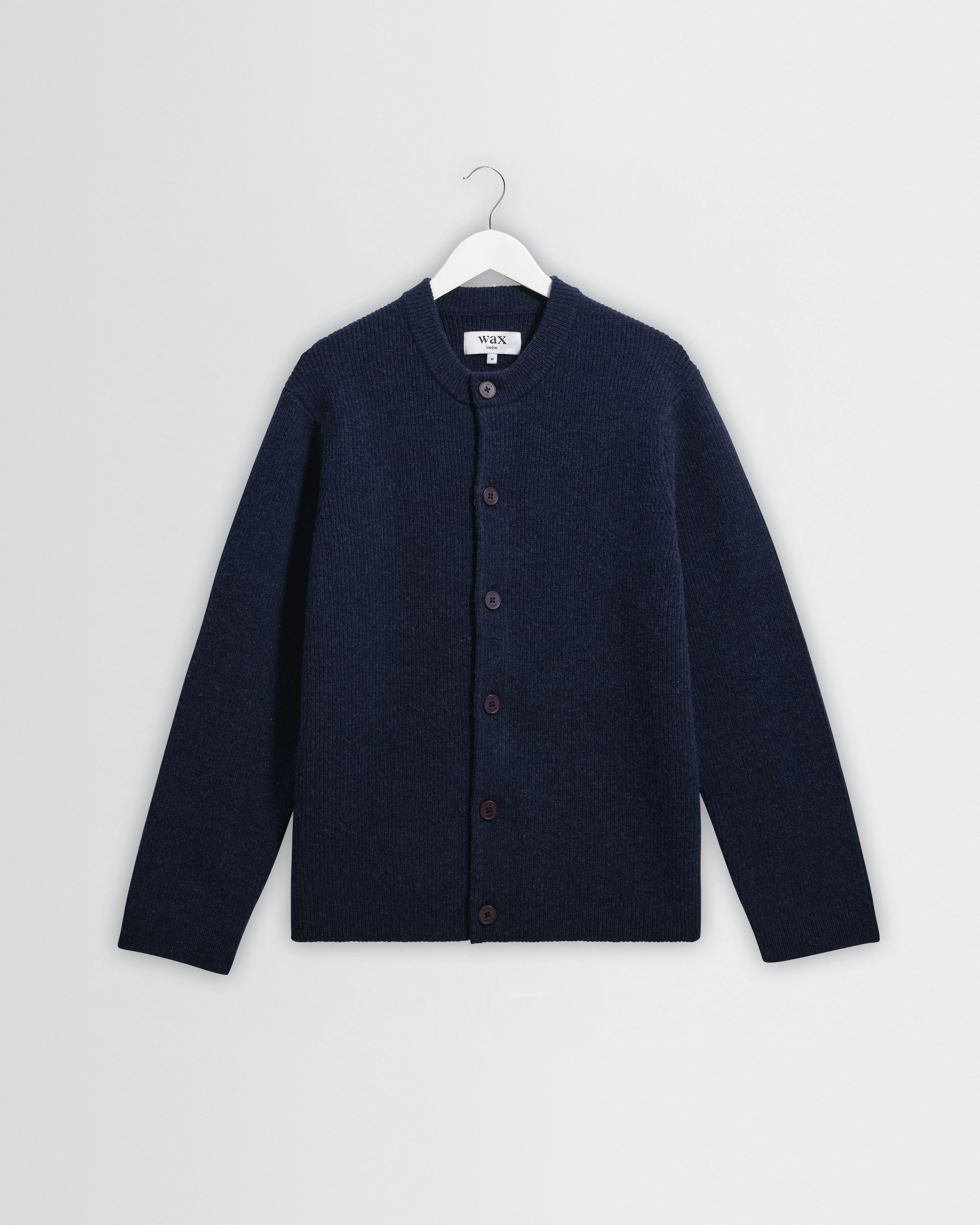 Granby - Navy Ribbed Wool Cardigan - 1