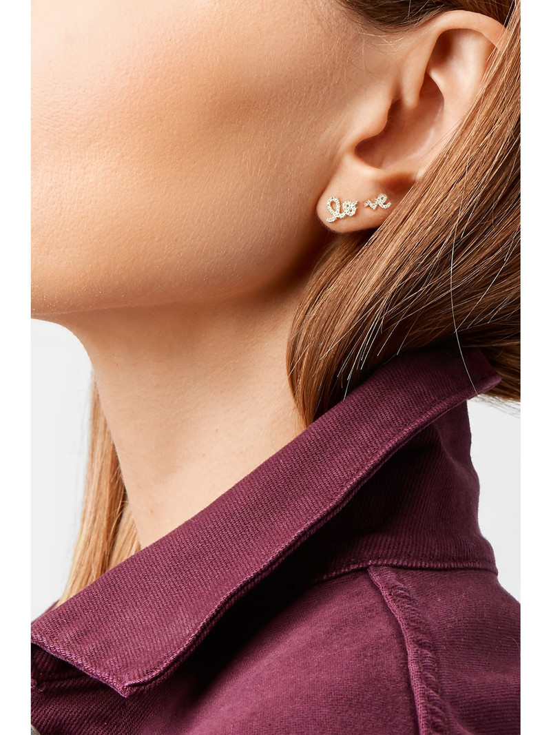 SYDNEY EVAN Love 14-karat gold diamond earrings Gold outlook