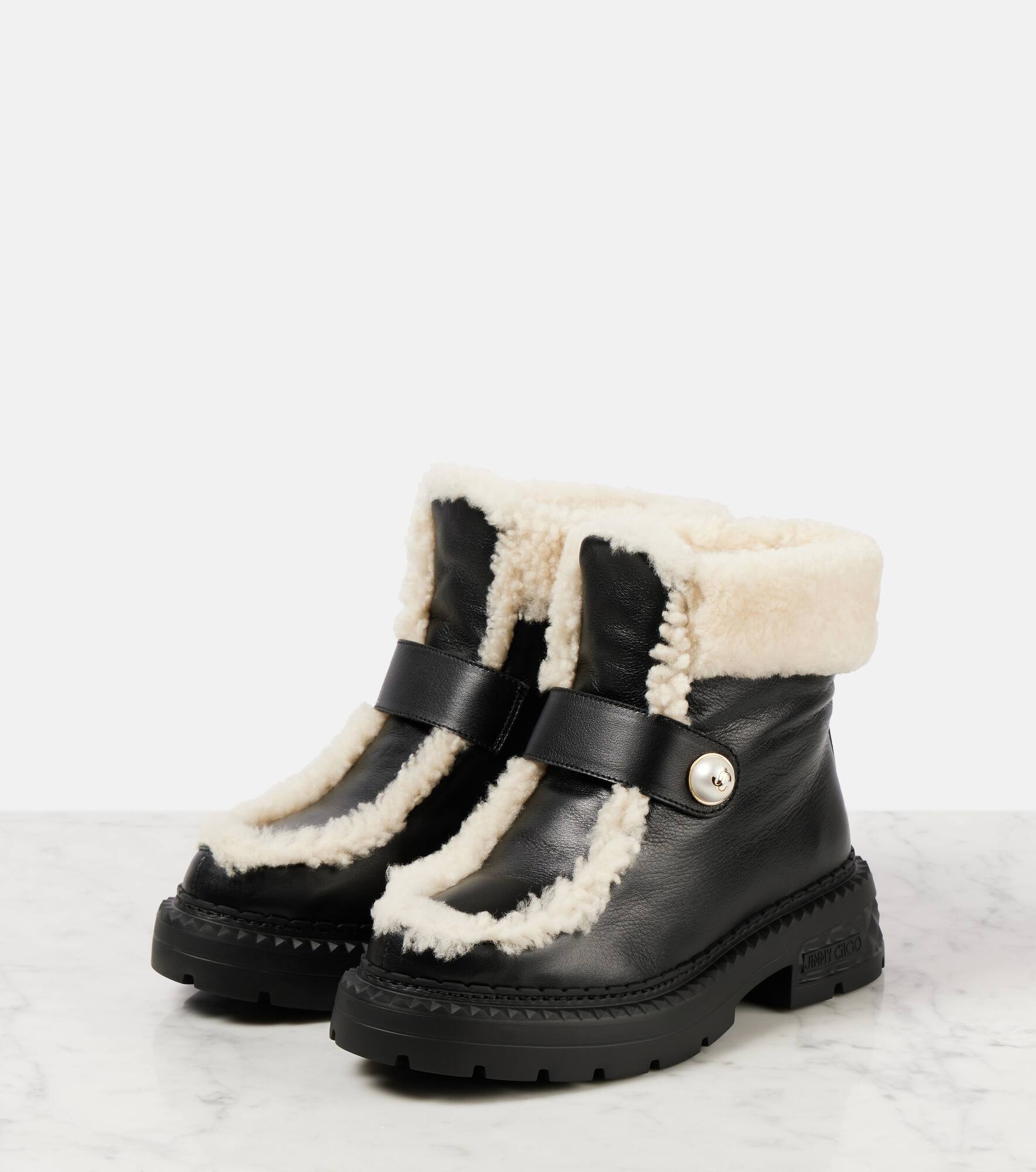 Shea shearling-lined leather ankle boots - 4