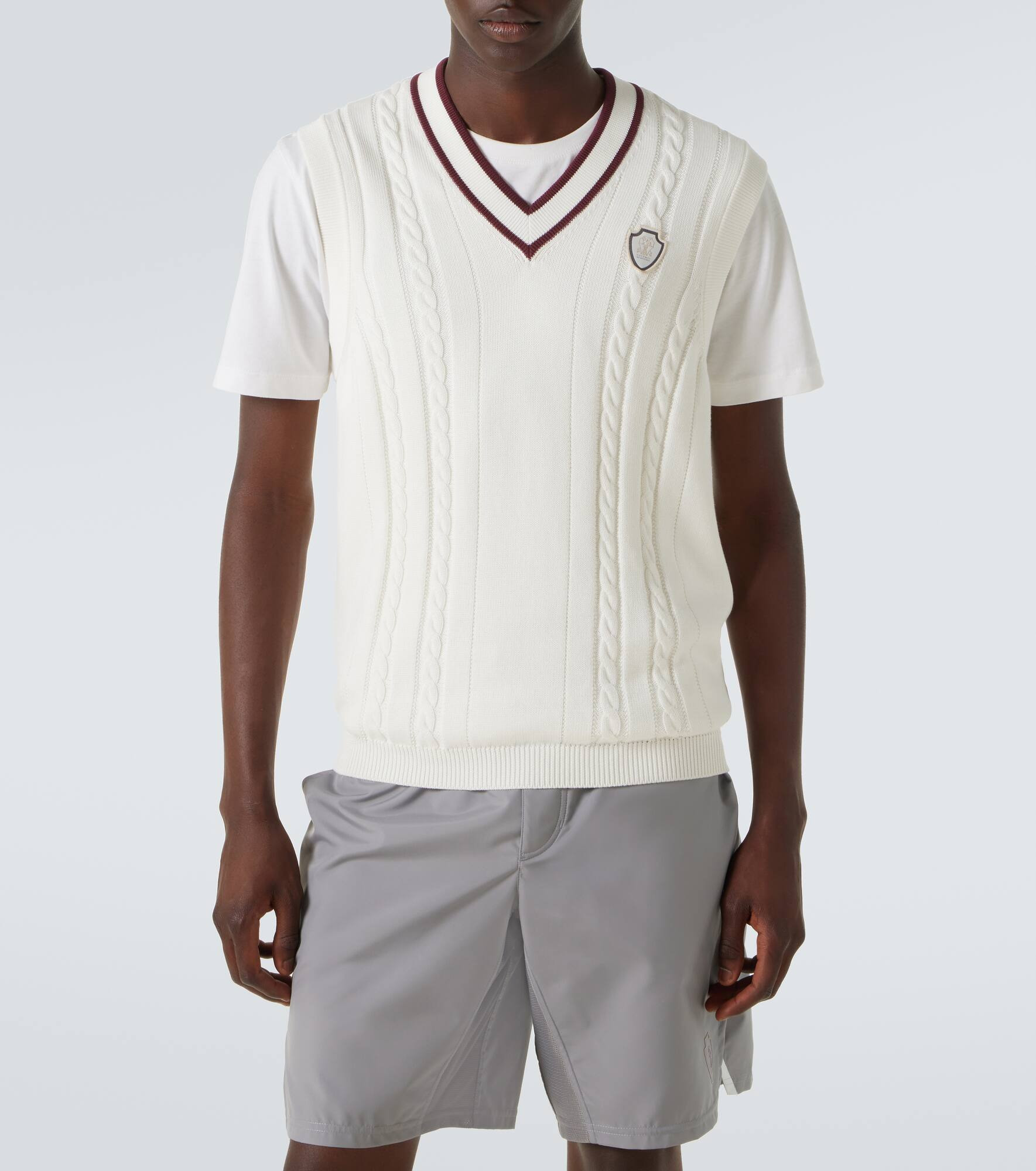 Cable-knit cotton sweater vest - 3
