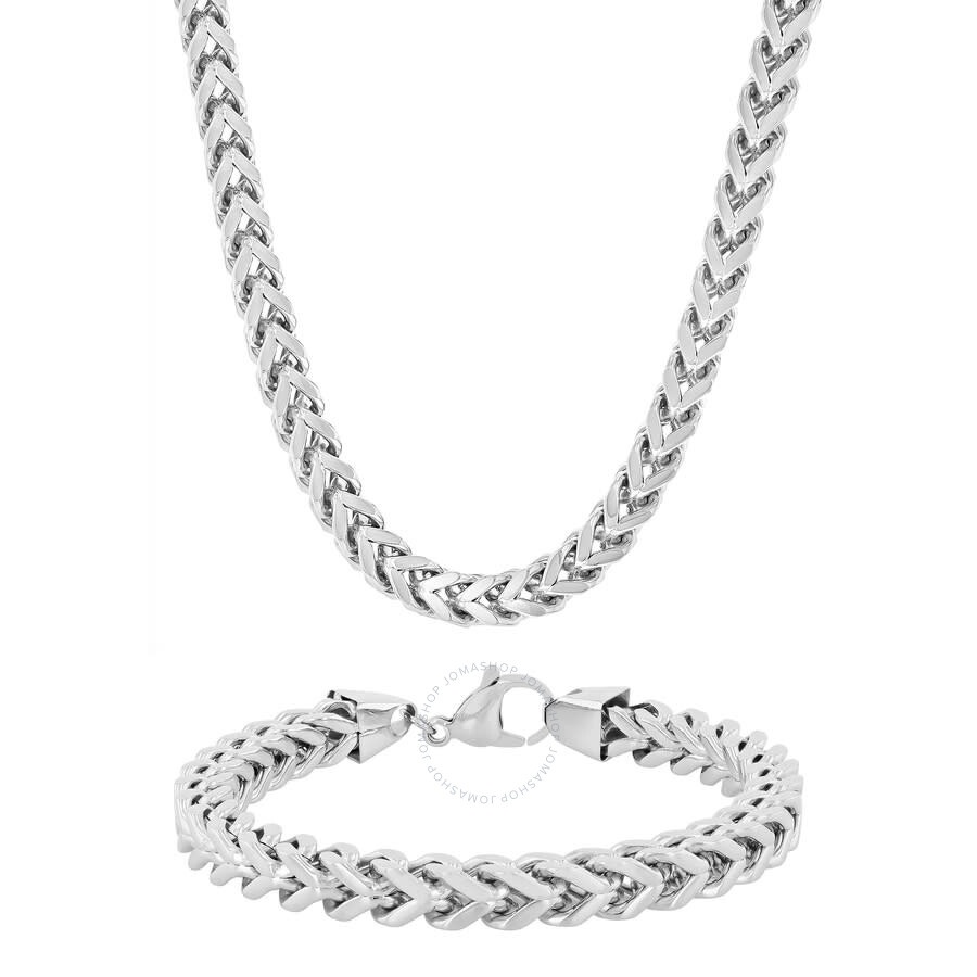 Robert Alton - Robert Alton Polished Stainless Steel Chain and Bracelet Set for Men - 3