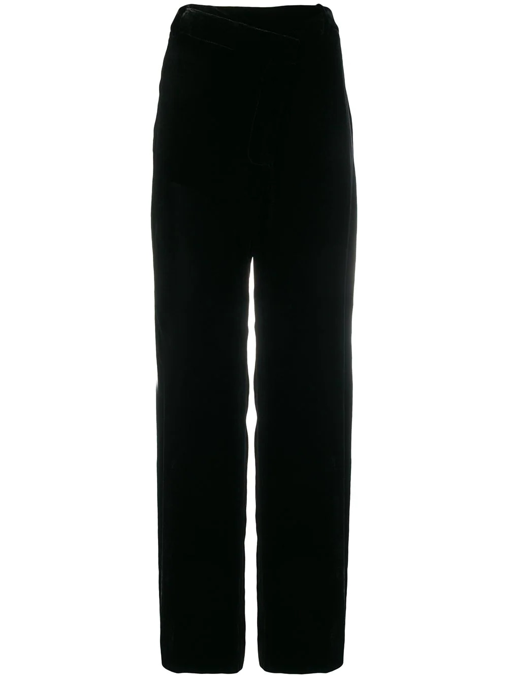 asymmetrical velvet pleated trousers - 1