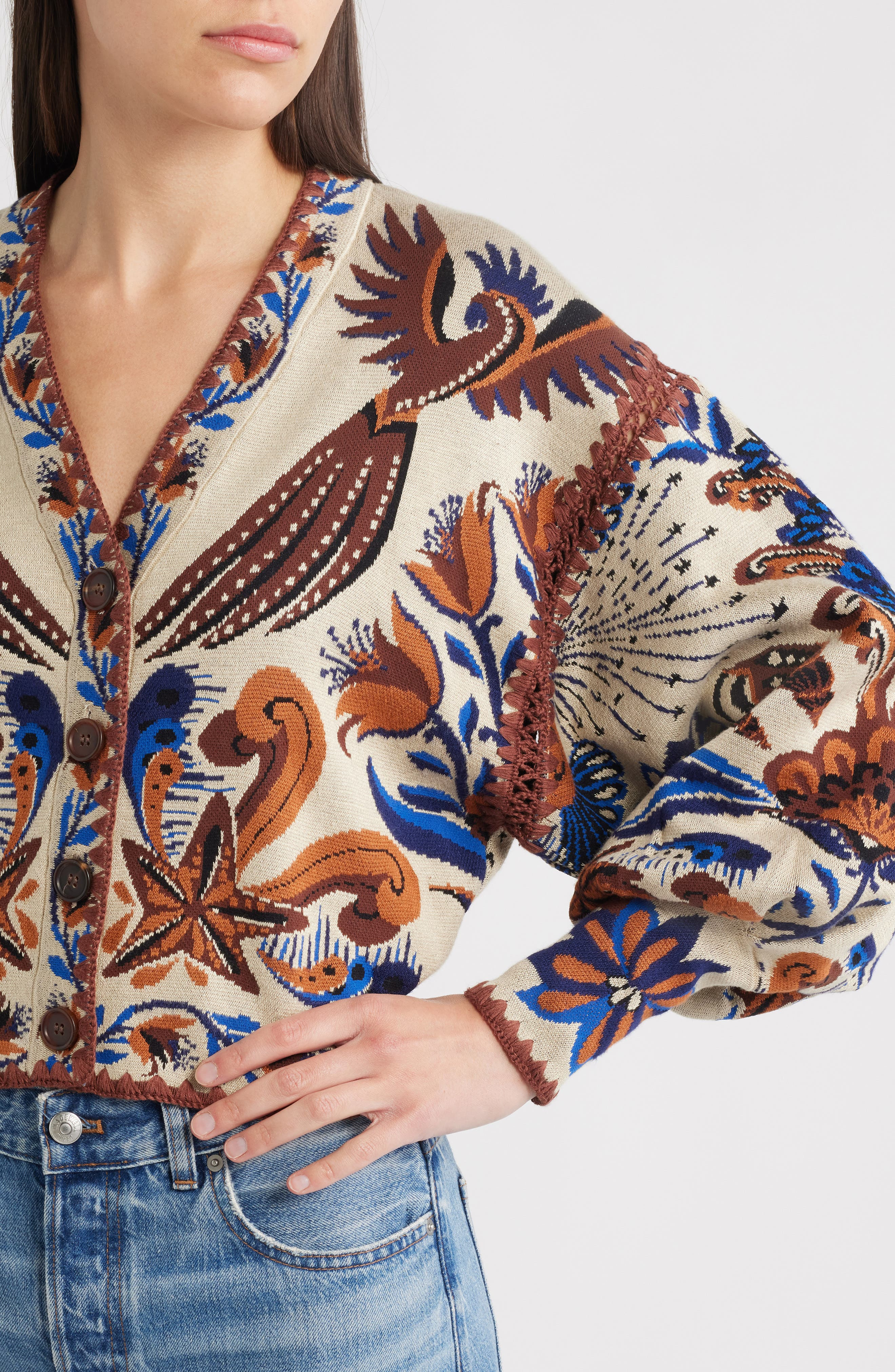 FARM Rio Nature Land Cardigan in Sand at Nordstrom - 4