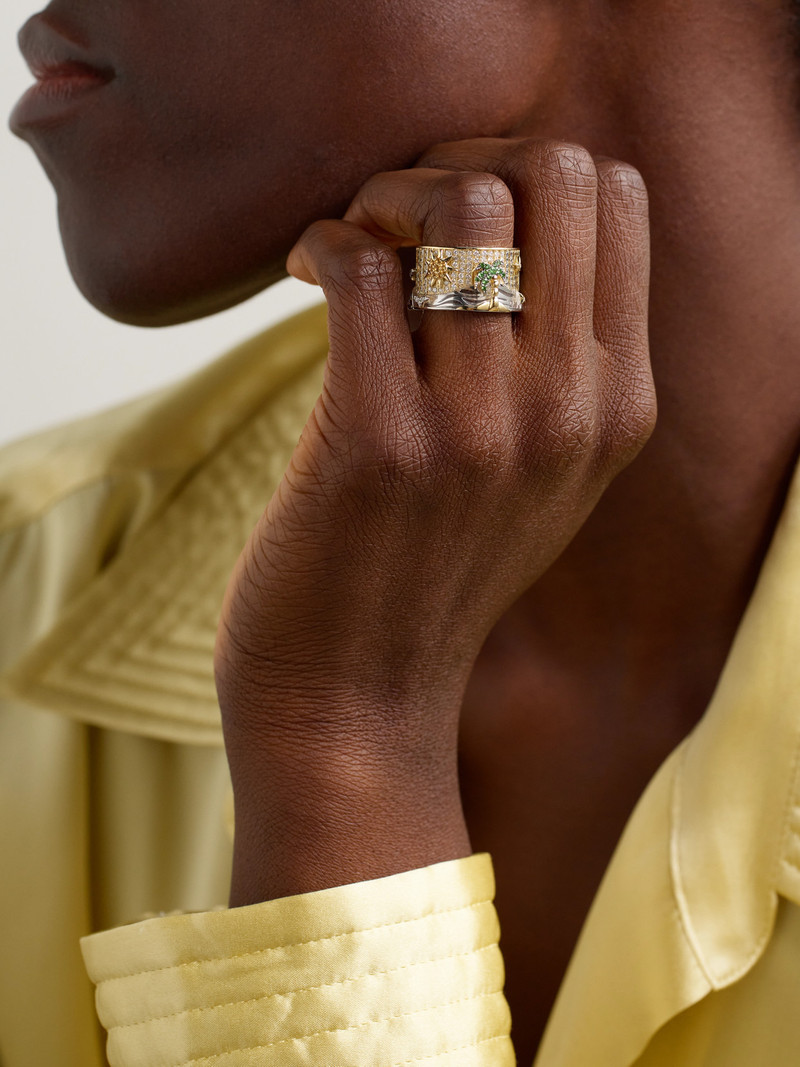 Yvonne Léon 24 Heures 9-karat Yellow And White Gold Gold Multi-stone Ring outlook