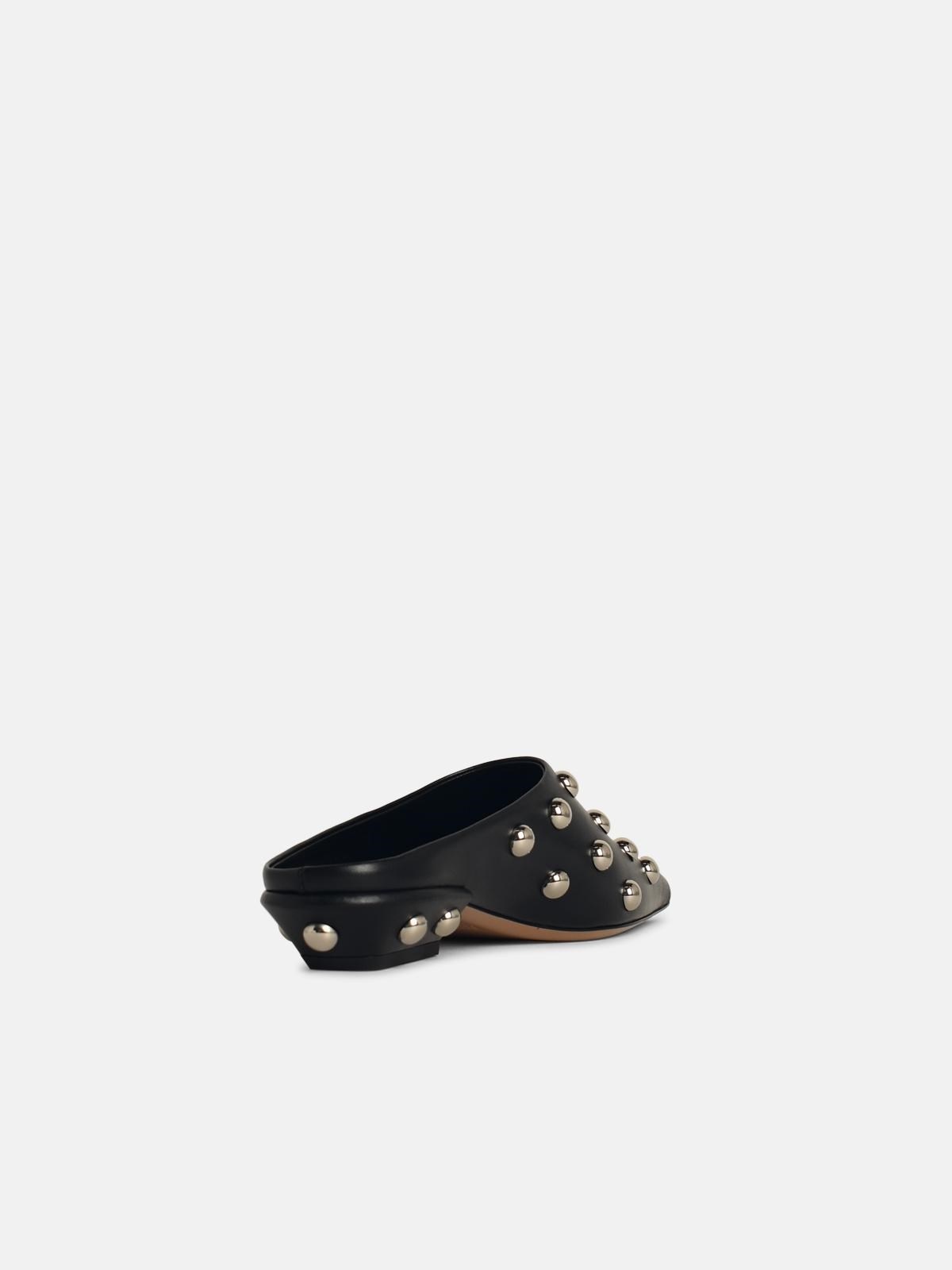 'BELLE' BLACK LEATHER SABOTS - 3