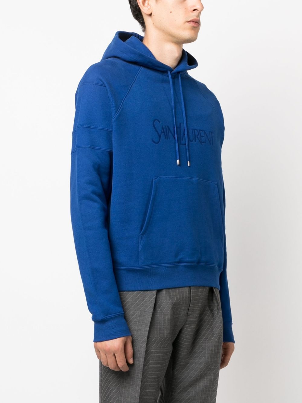 logo-embroidered cotton hoodie - 3