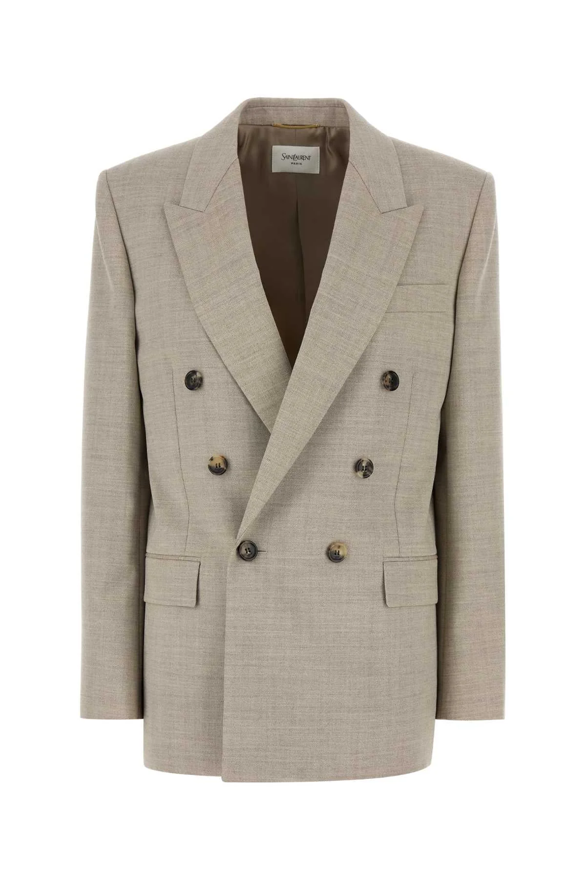 Saint Laurent Women Cappuccino Wool Blazer - 1