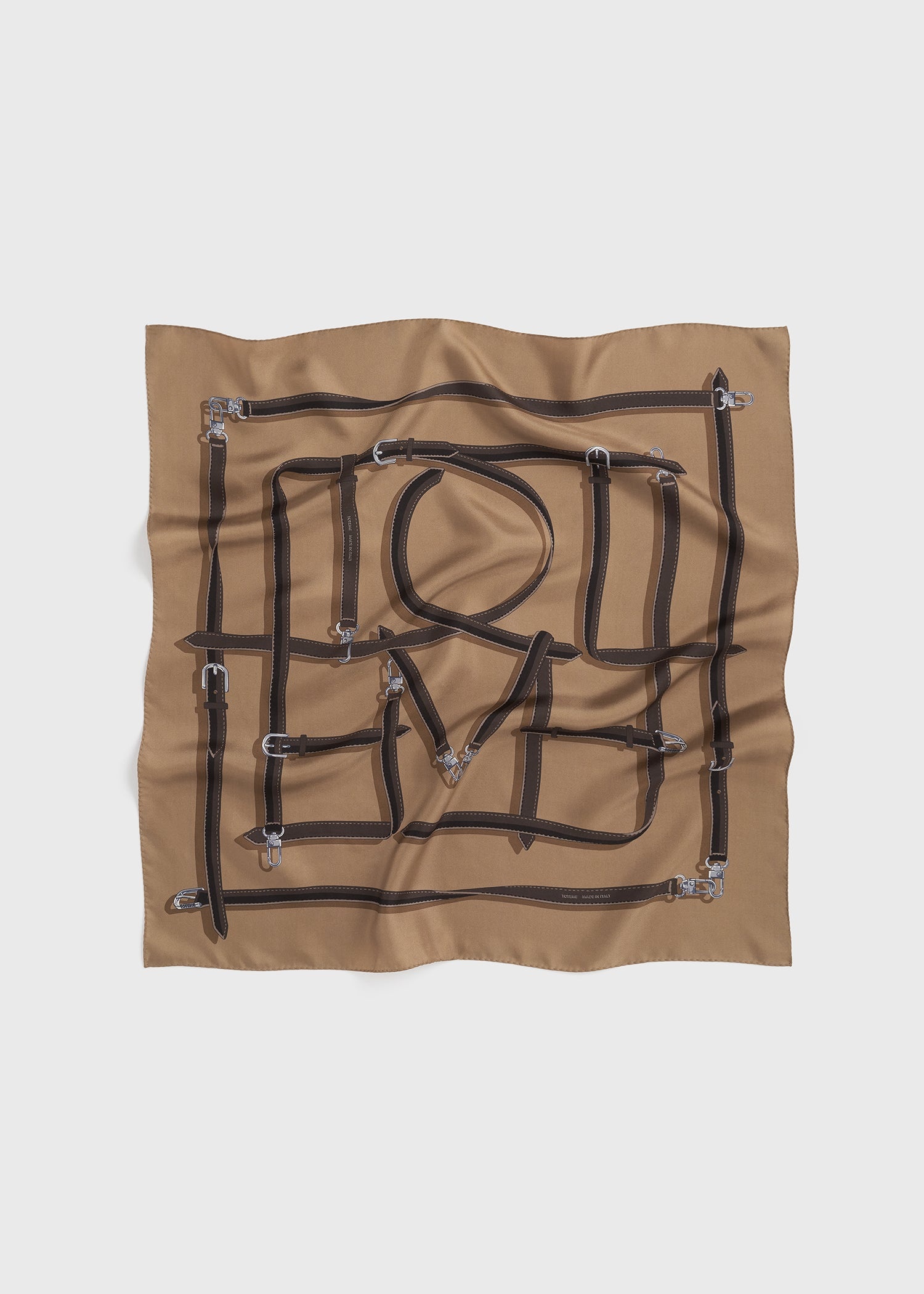 Clasp belt silk scarf biscuit - 5