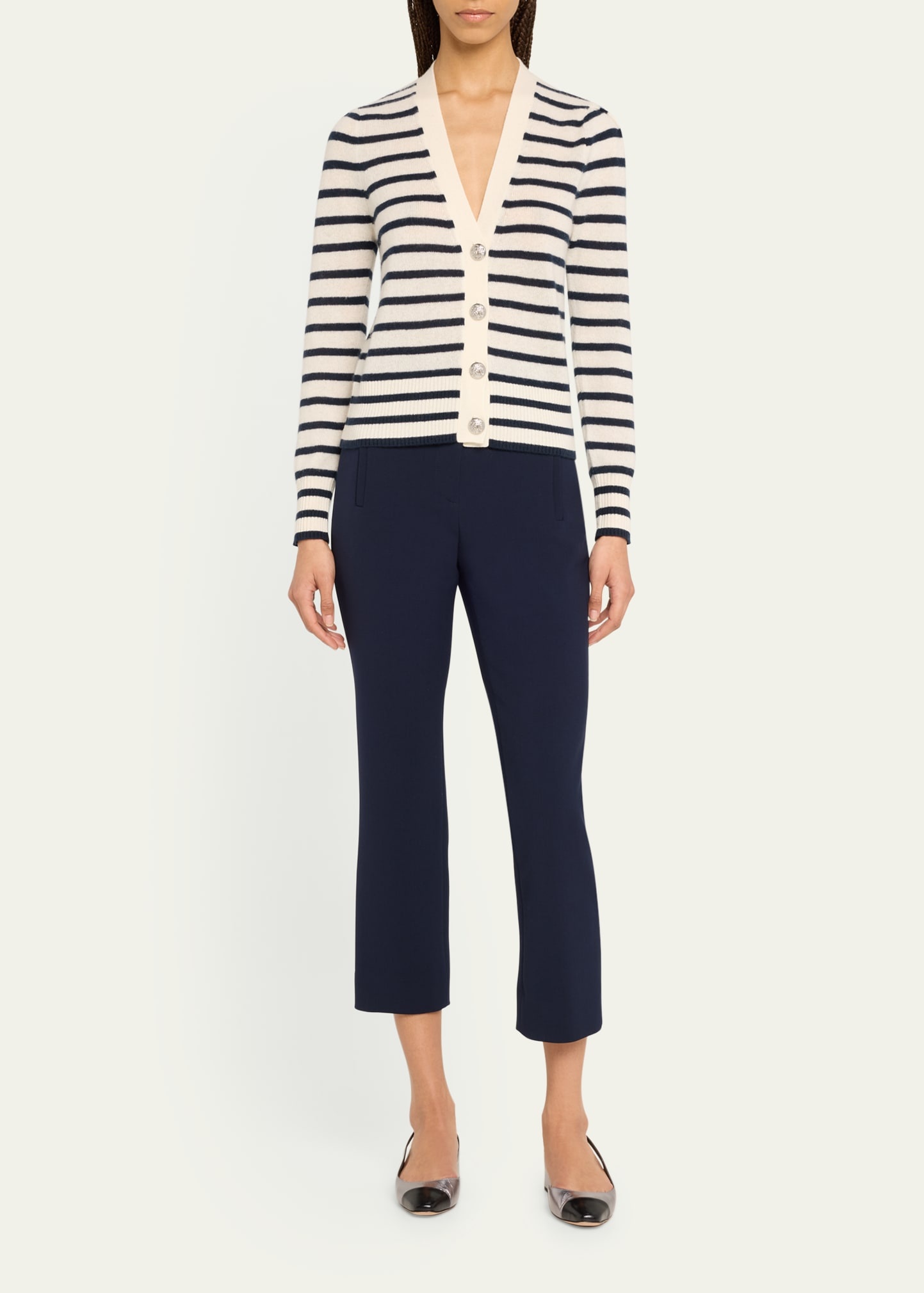 Solene Stripe Cashmere Cardigan - 2