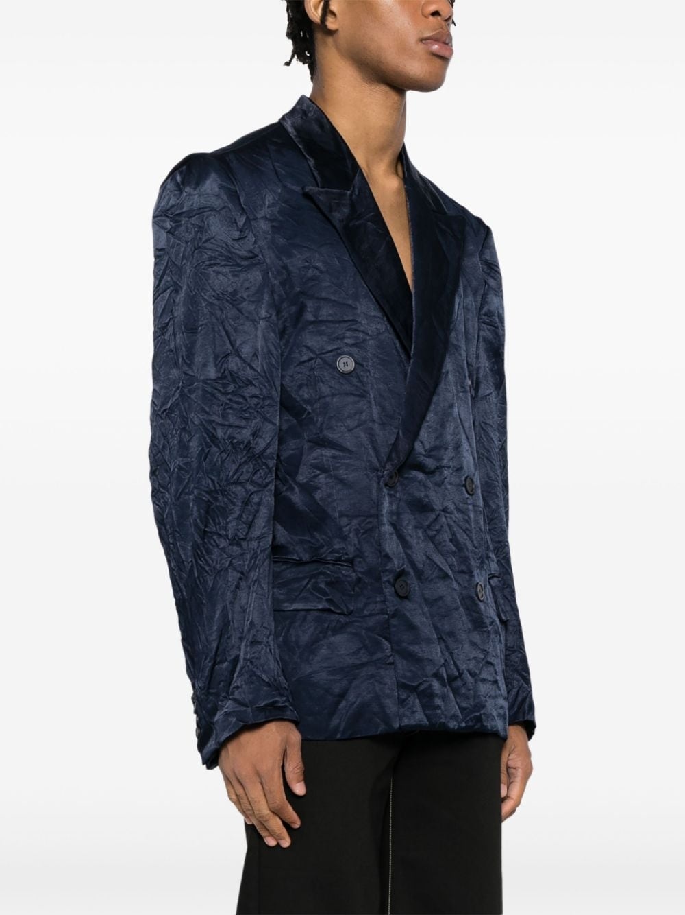 crinkle-effect double-breasted blazer - 3