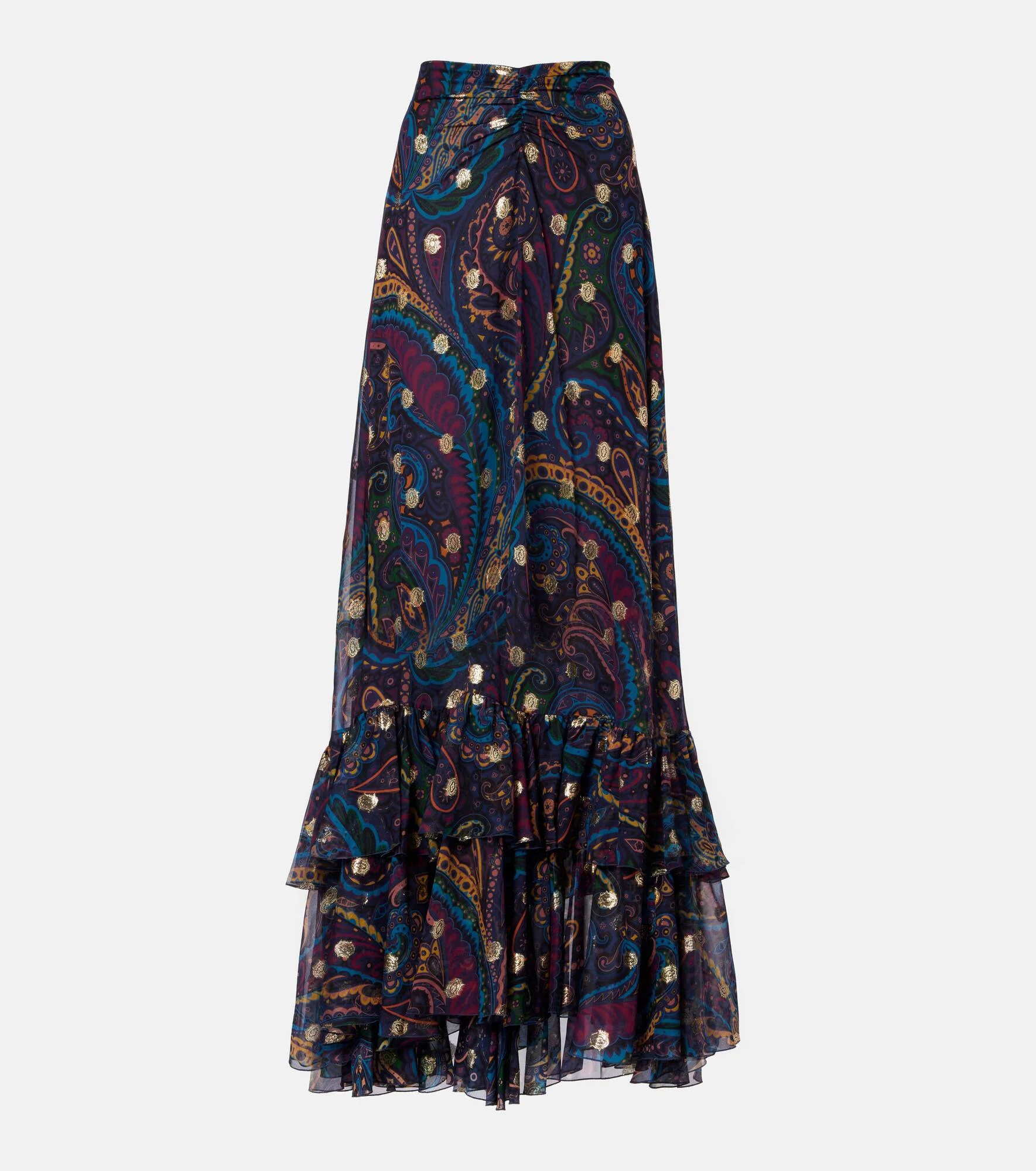 Paisley ruffled silk maxi skirt - 1