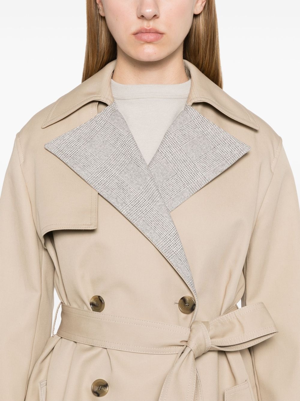 Prince of Wales check trench coat - 5