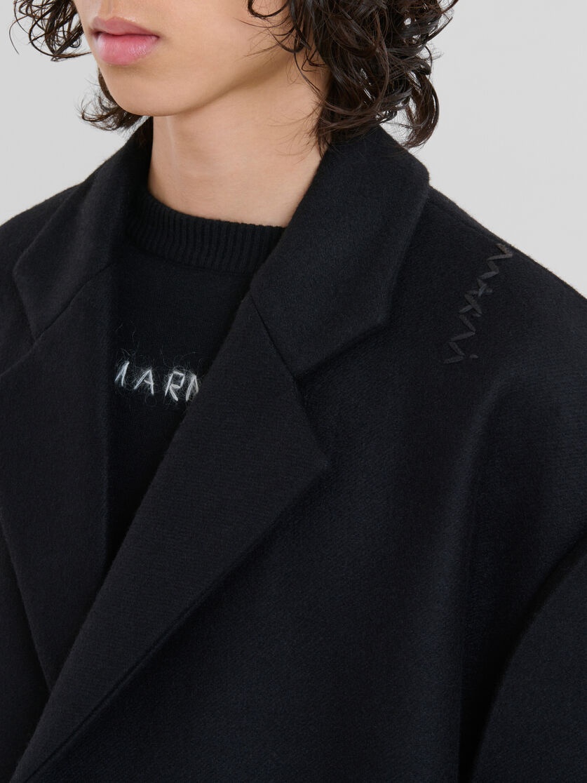 BLACK WOOL OVERSIZED COAT - 5