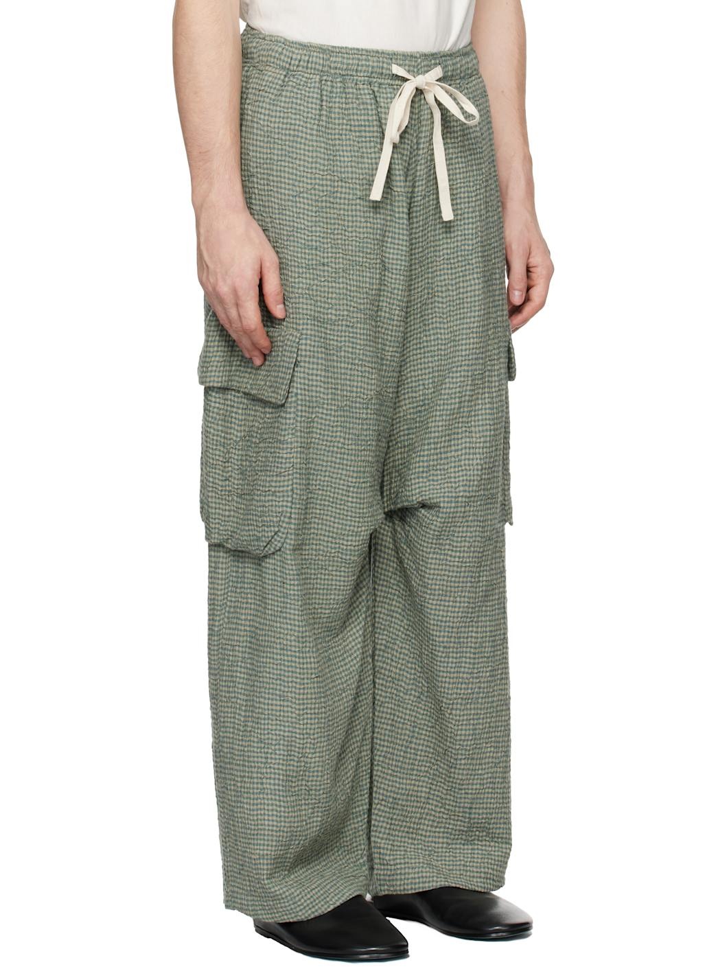 Blue Check Cargo Pants - 2