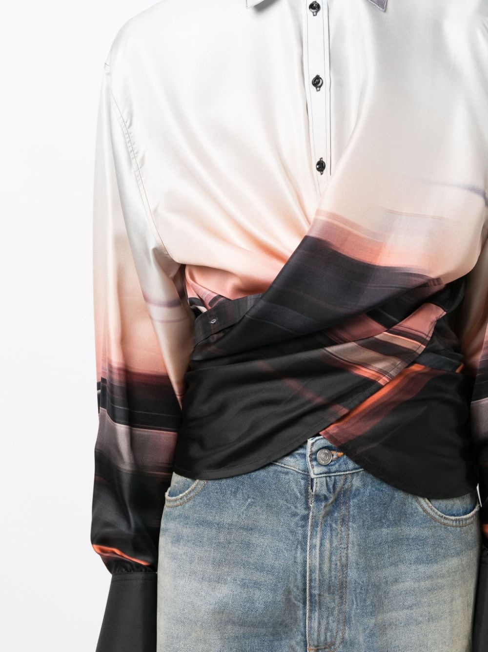 Blurred City convertible silk shirt - 5